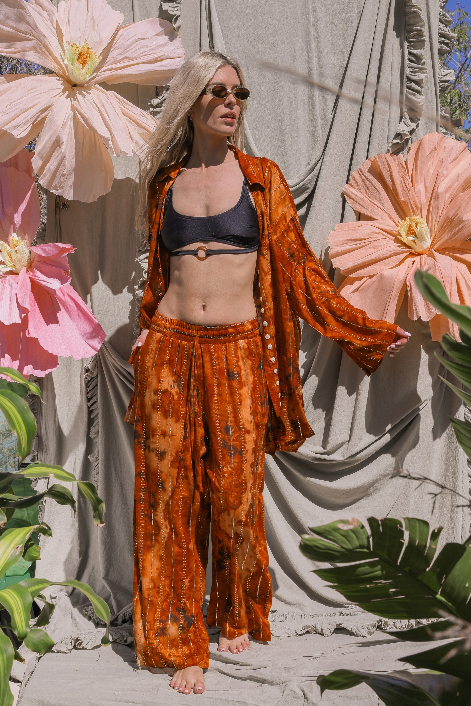 'Sunset Ashram' LOUNGE SET Trousers - Burnt Orange