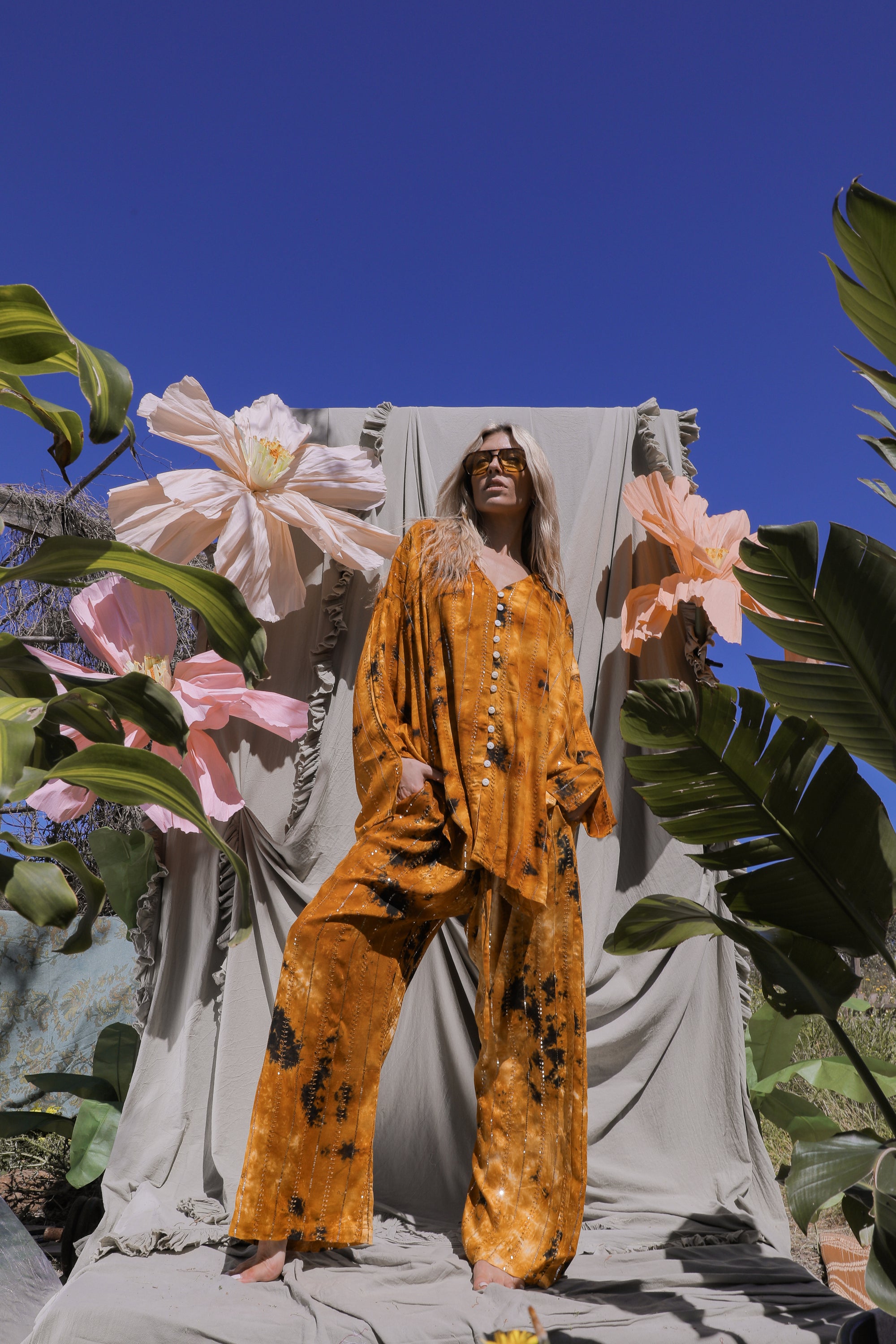 'Benirras' LOUNGE SET Crop Top - Orange