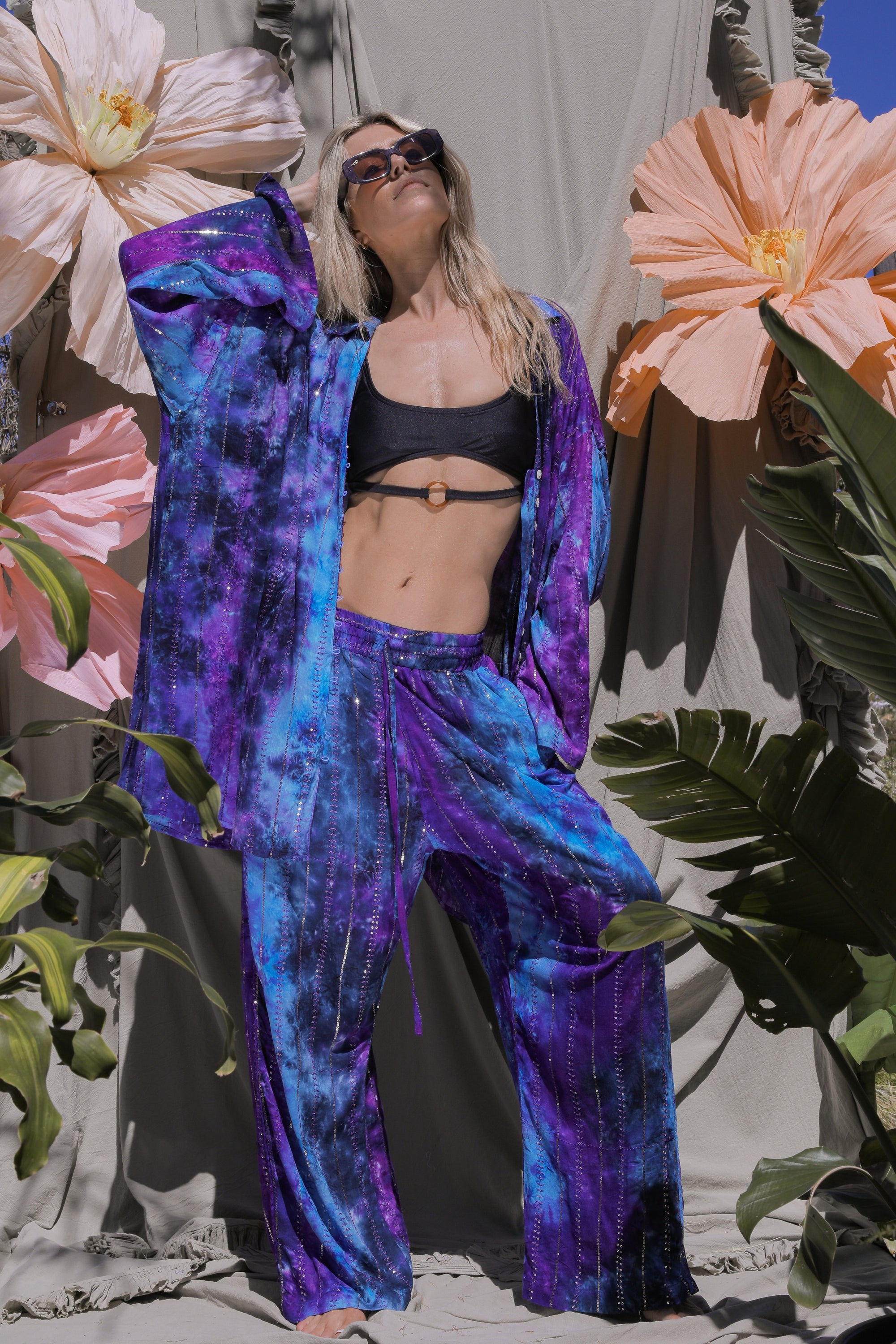 'Ses Salines' LOUNGE SET Trousers -  Blue/Purple Tiedye