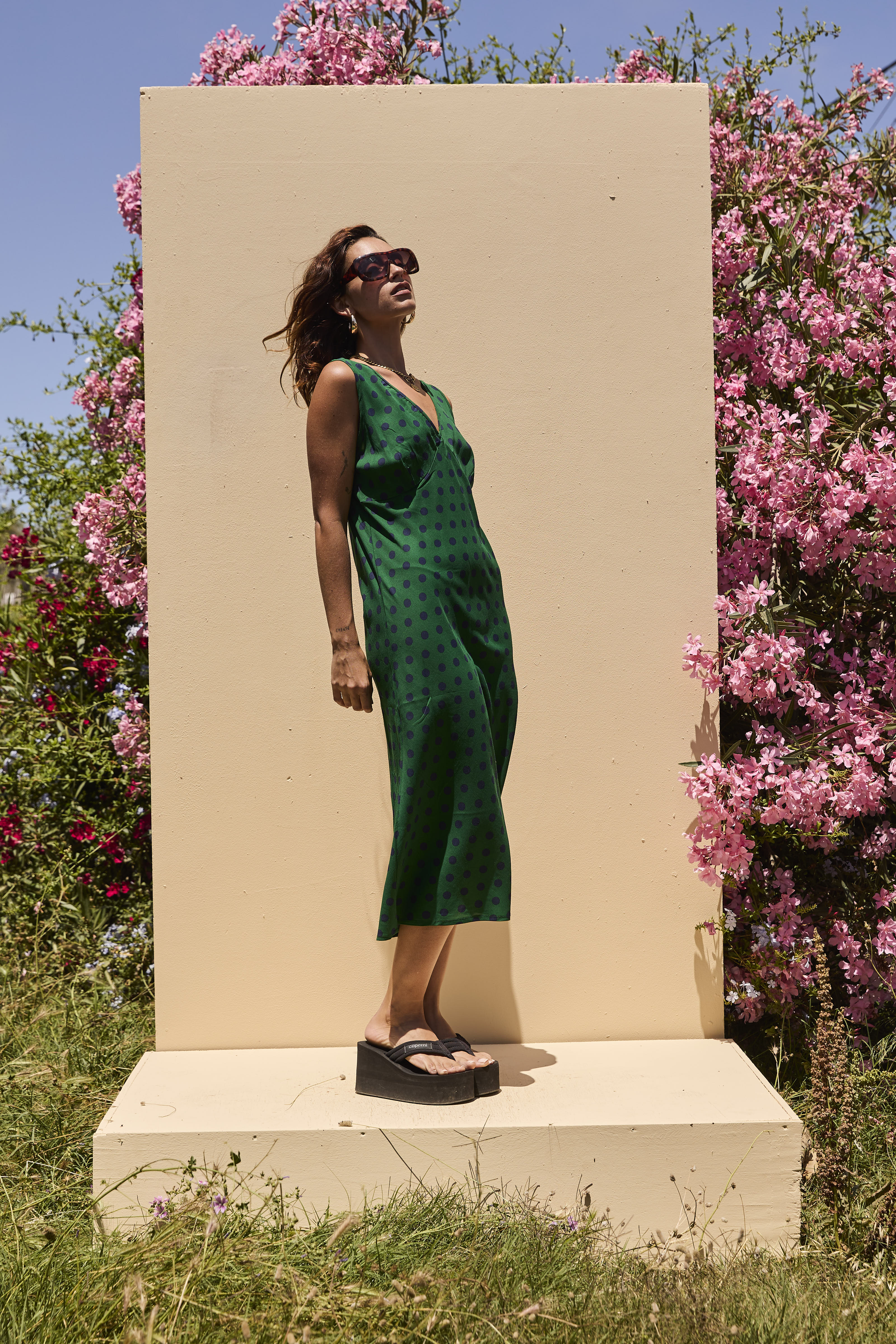 LOLA dress Green polka dot OOTO CLOTHING LOLA dress Green polka dot OOTO CLOTHING