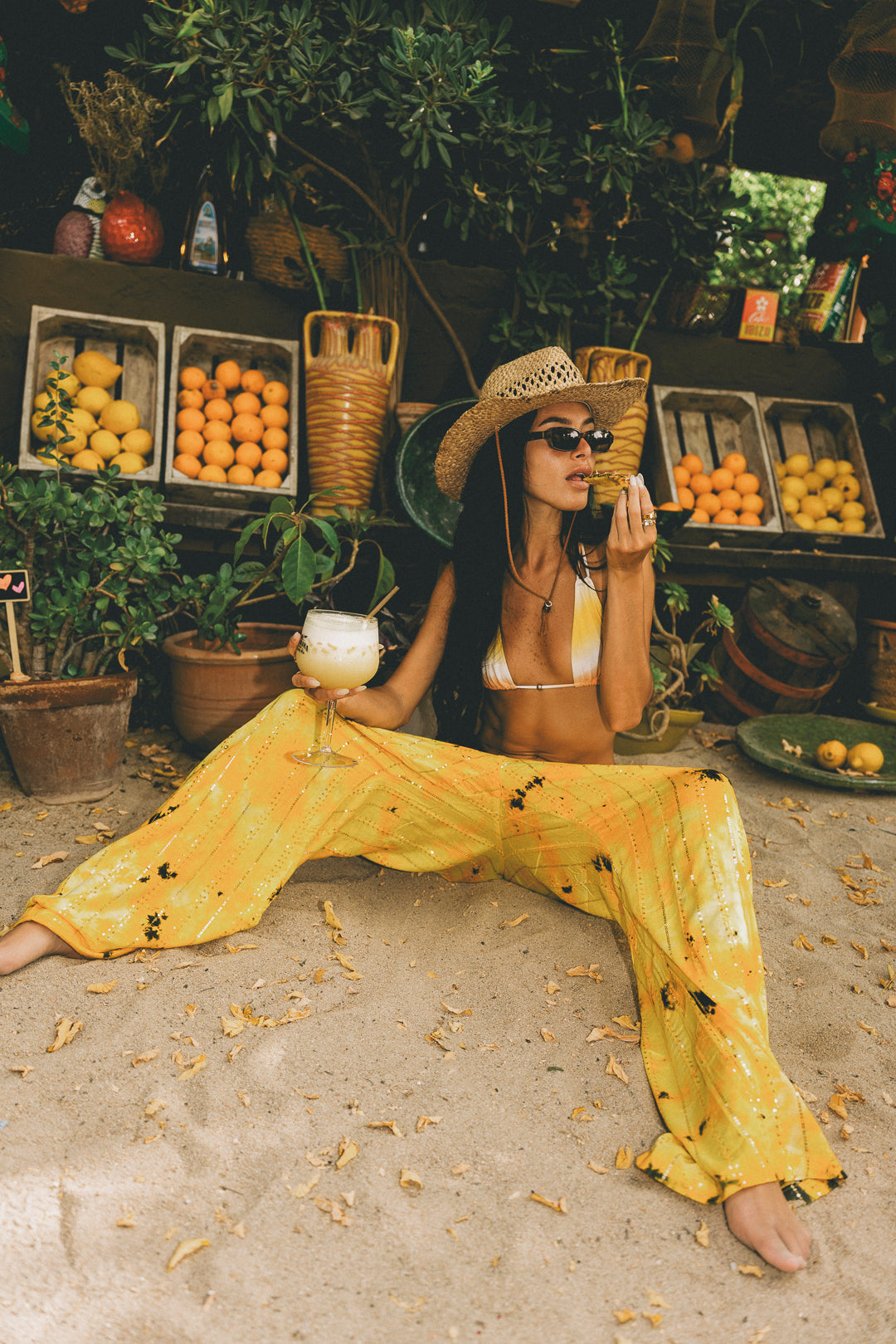 'Soleil ' LOUNGE SET Trousers - Yellow
