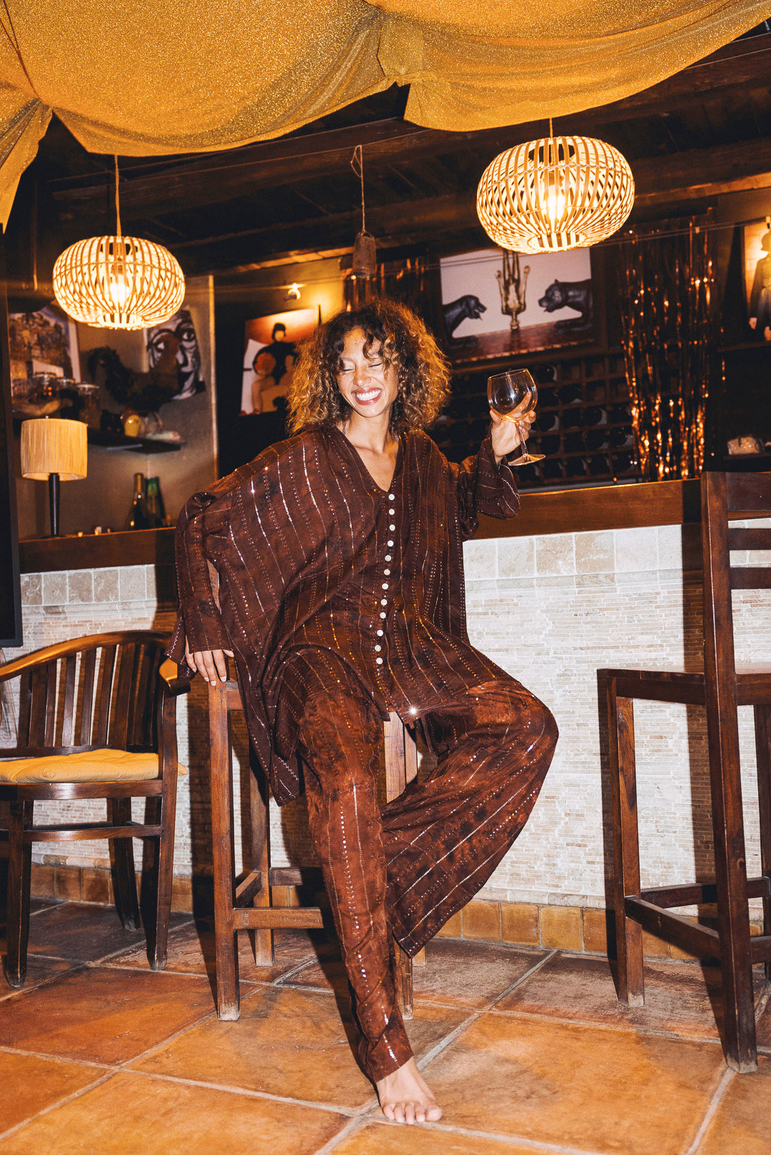 'Tanit ' LOUNGE SET Shirt - Brown