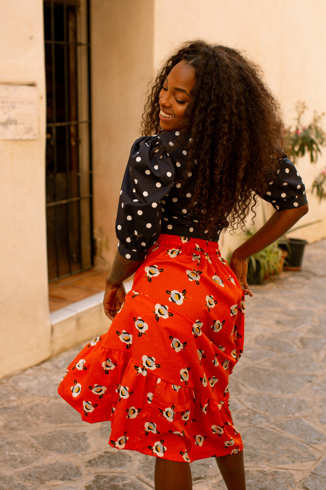 Jupe Crewcuts Motif Fleurs Rouge/Orange - Taille 12, Avec Poche