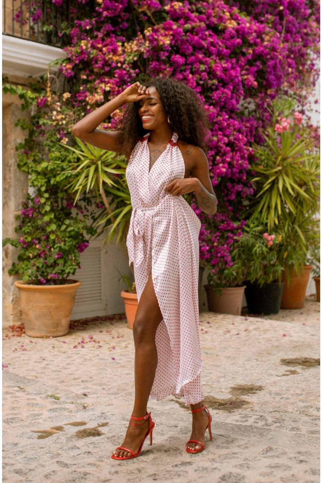 SWEETHEART Satin Halterneck Polkadot Dress OOTO CLOTHING SWEETHEART Satin Halterneck Polkadot Dress OOTO CLOTHING