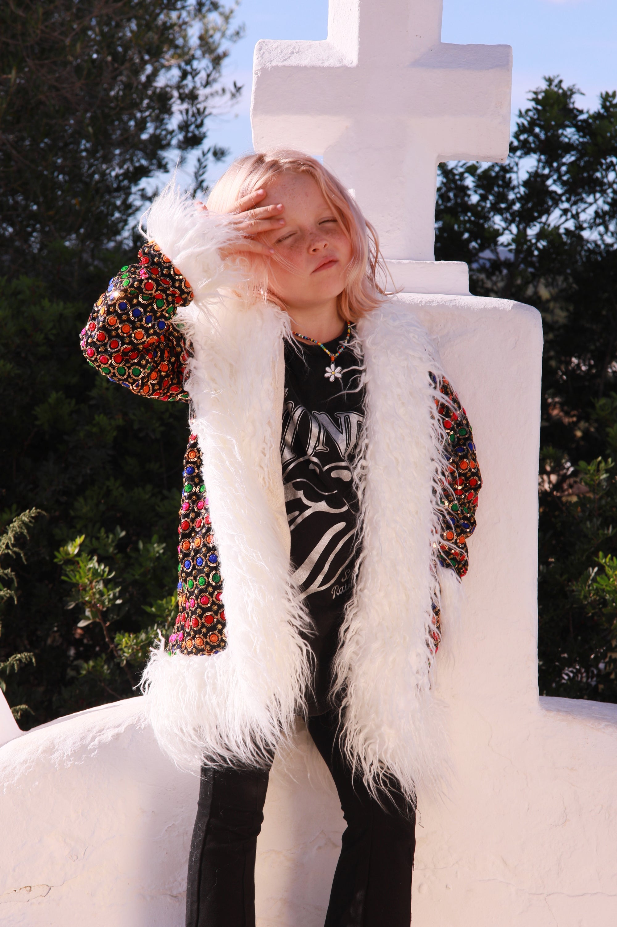 Kids Afgahn Penny Lane coat - Black Rainbow