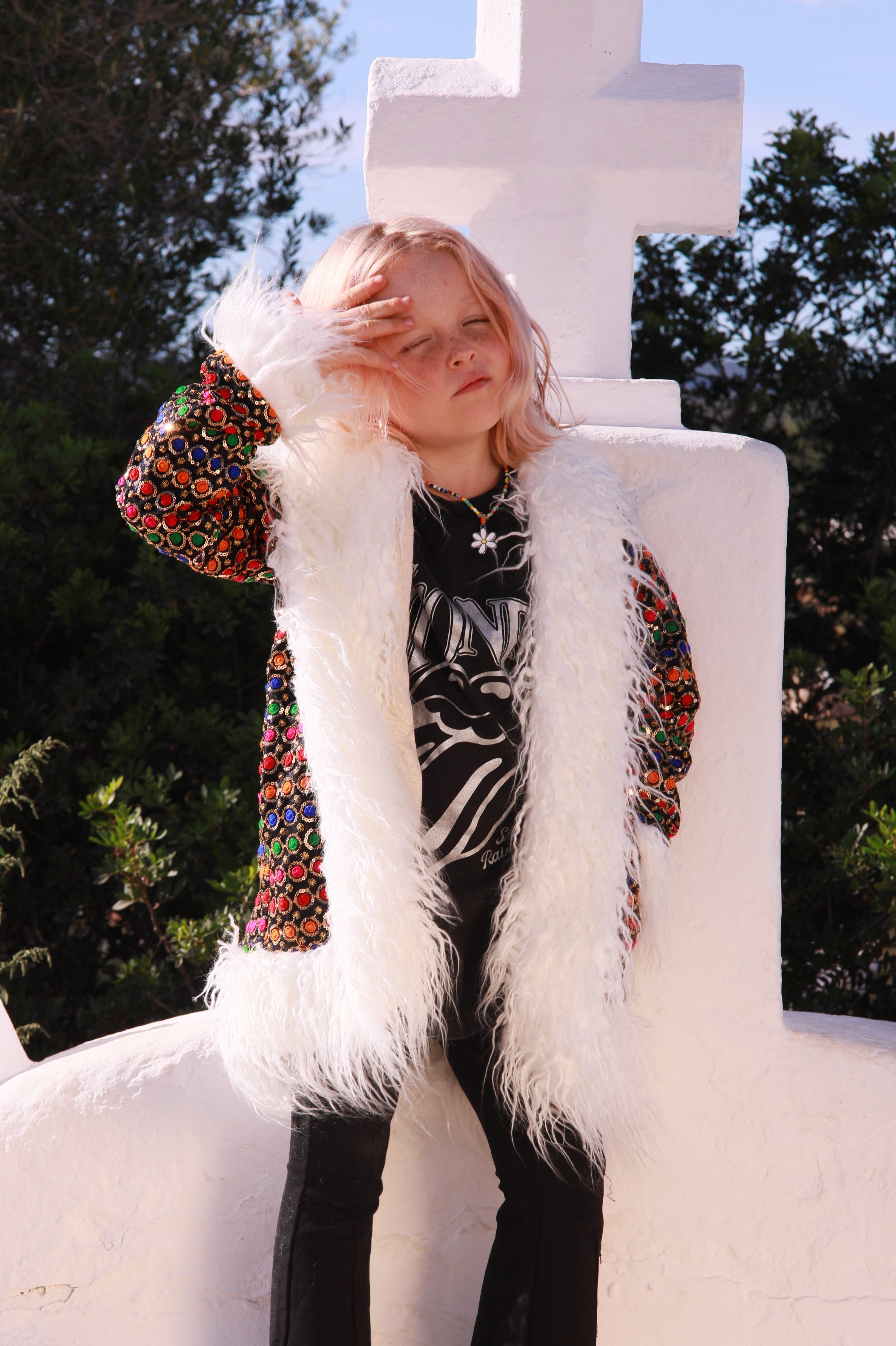 Kids Afgahn Penny Lane coat - Black Rainbow
