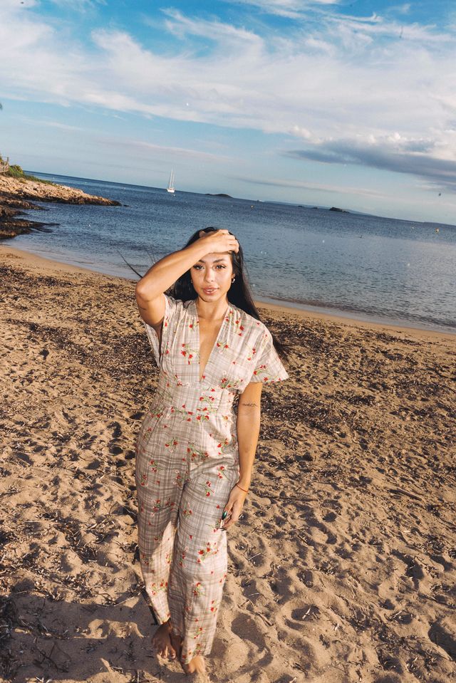 TINA Jumpsuit Green check rose