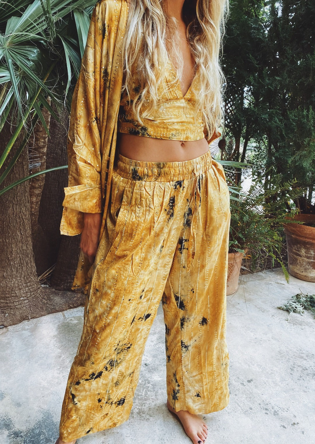 'Formentera' LOUNGE SET Trousers - Beige/Gold