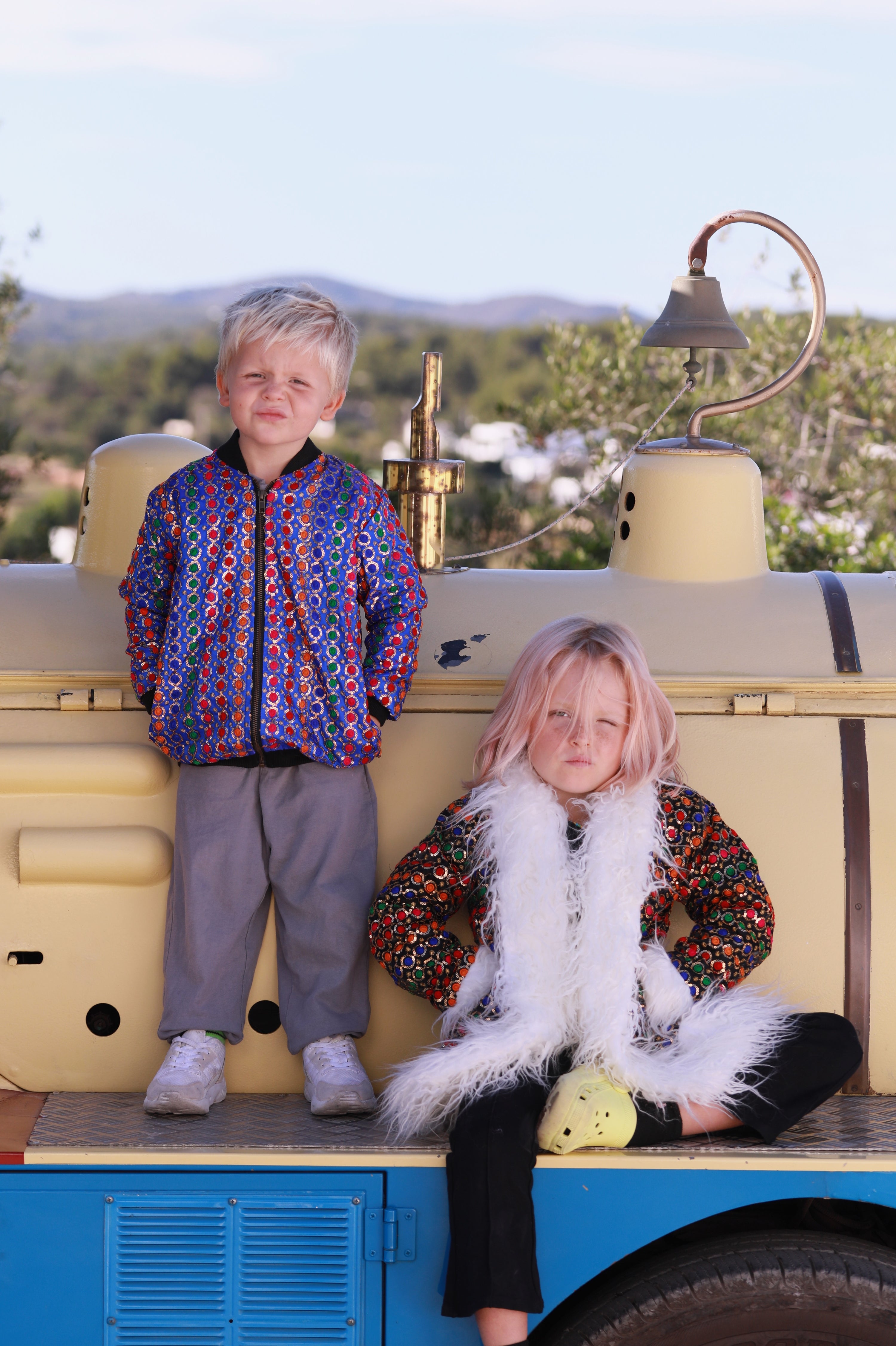 Kids Afgahn Penny Lane coat - Black Rainbow