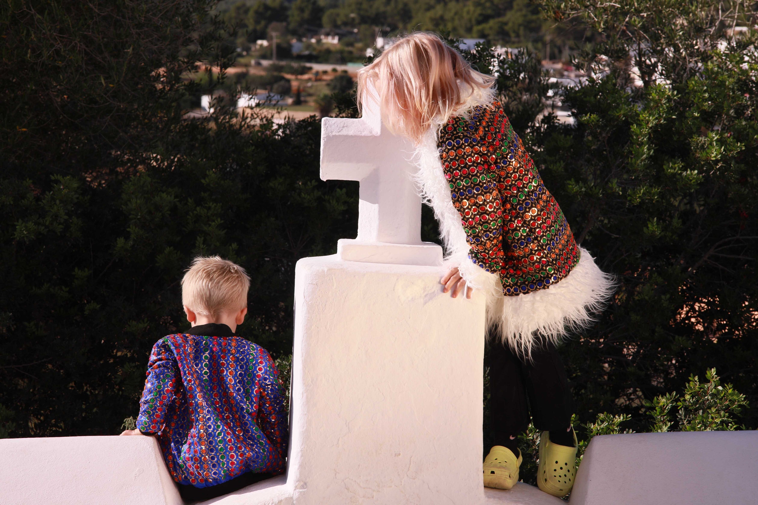 Kids Embroidered Bomber - Blue Sequin