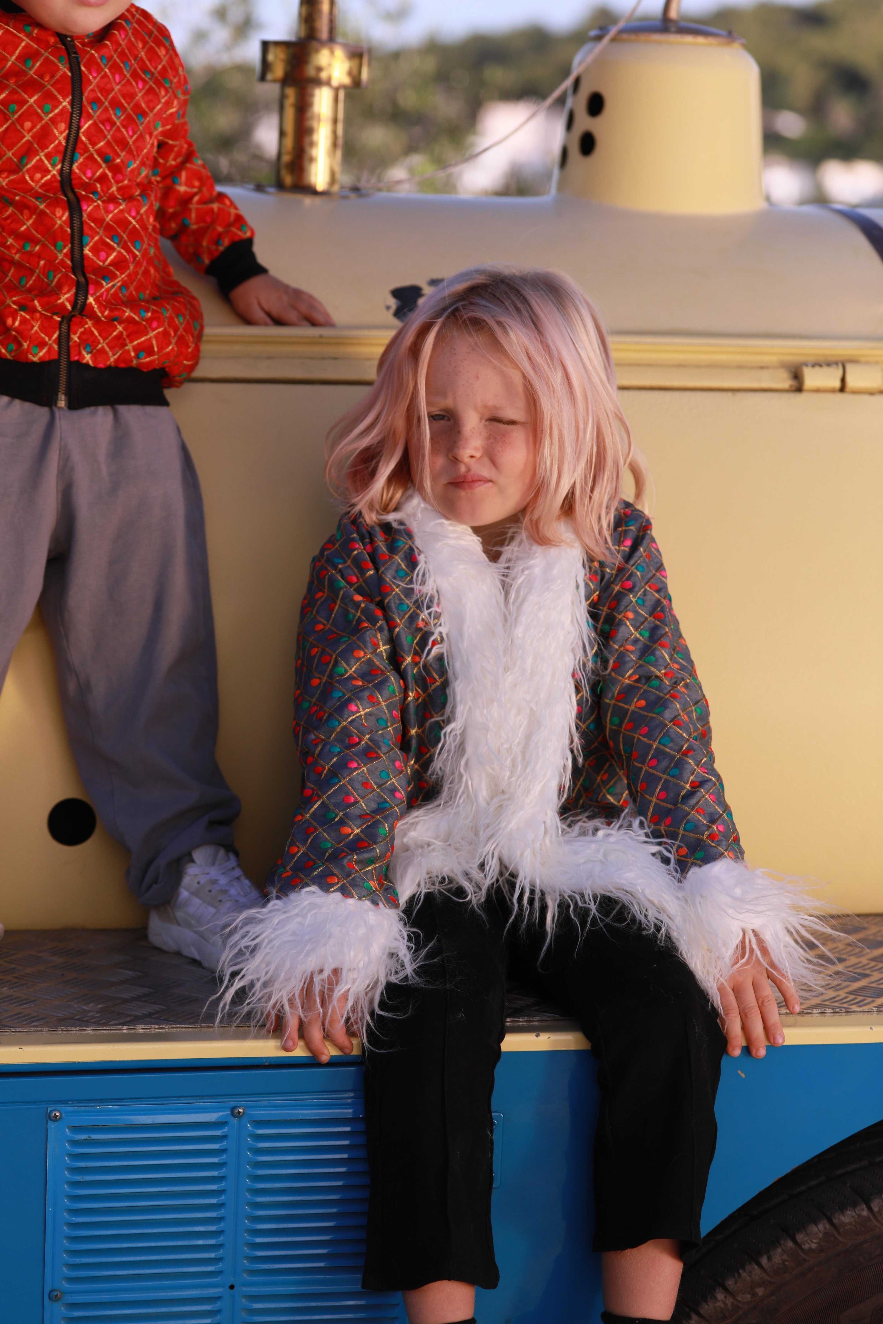 Kids Embroidered Bomber - Red