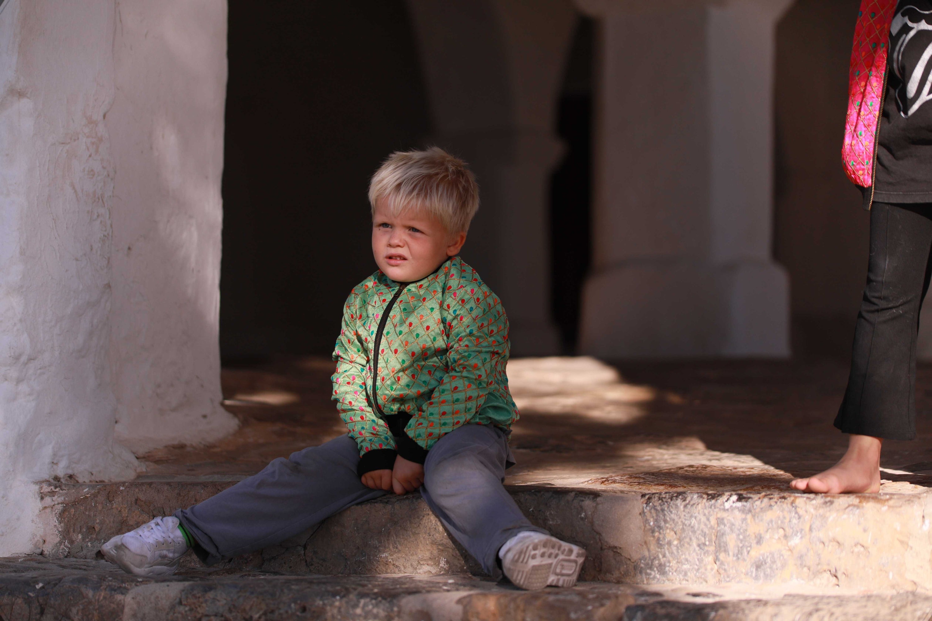 Kids Embroidered Bomber - Light Green