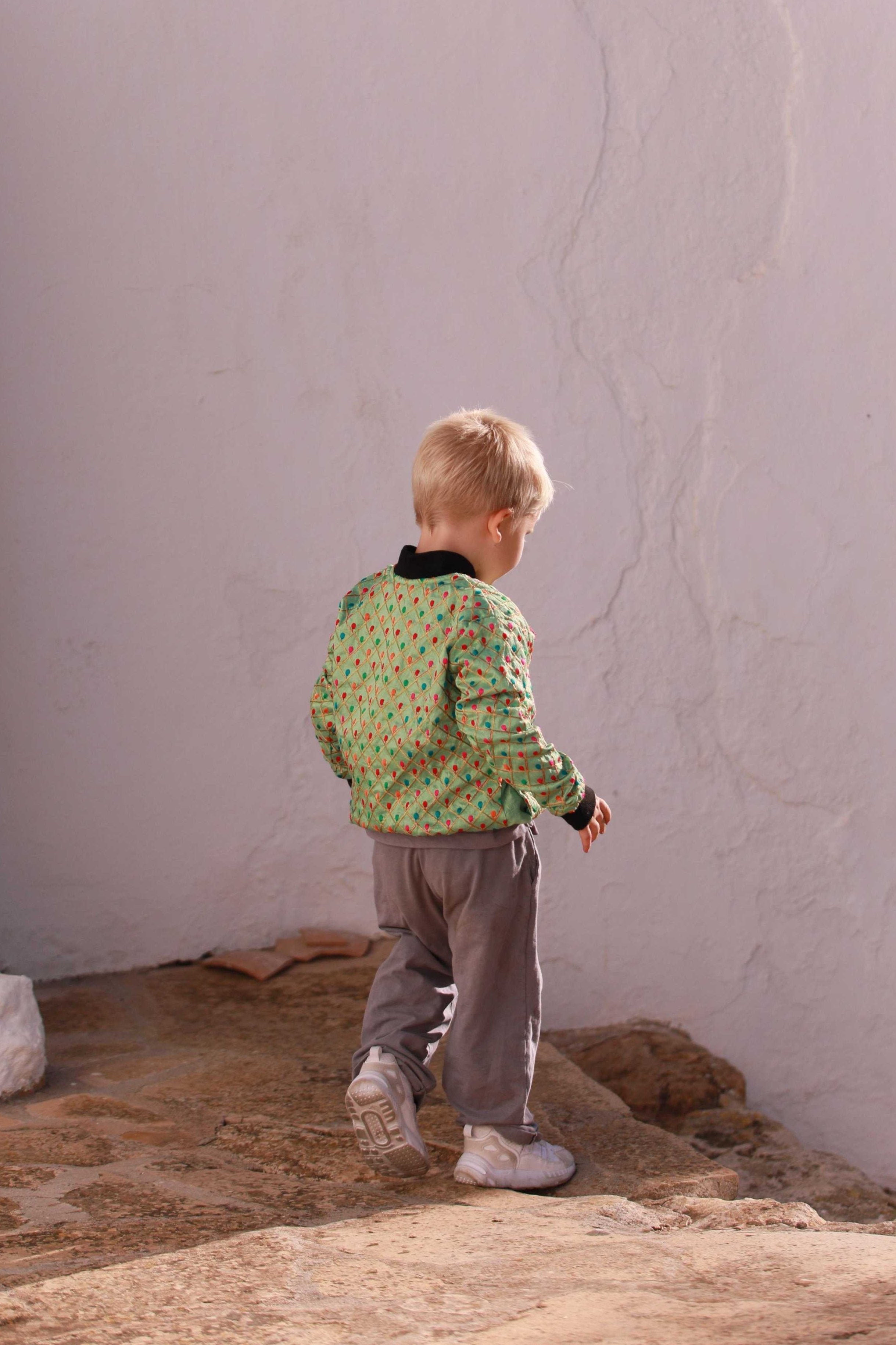 Kids Embroidered Bomber - Light Green