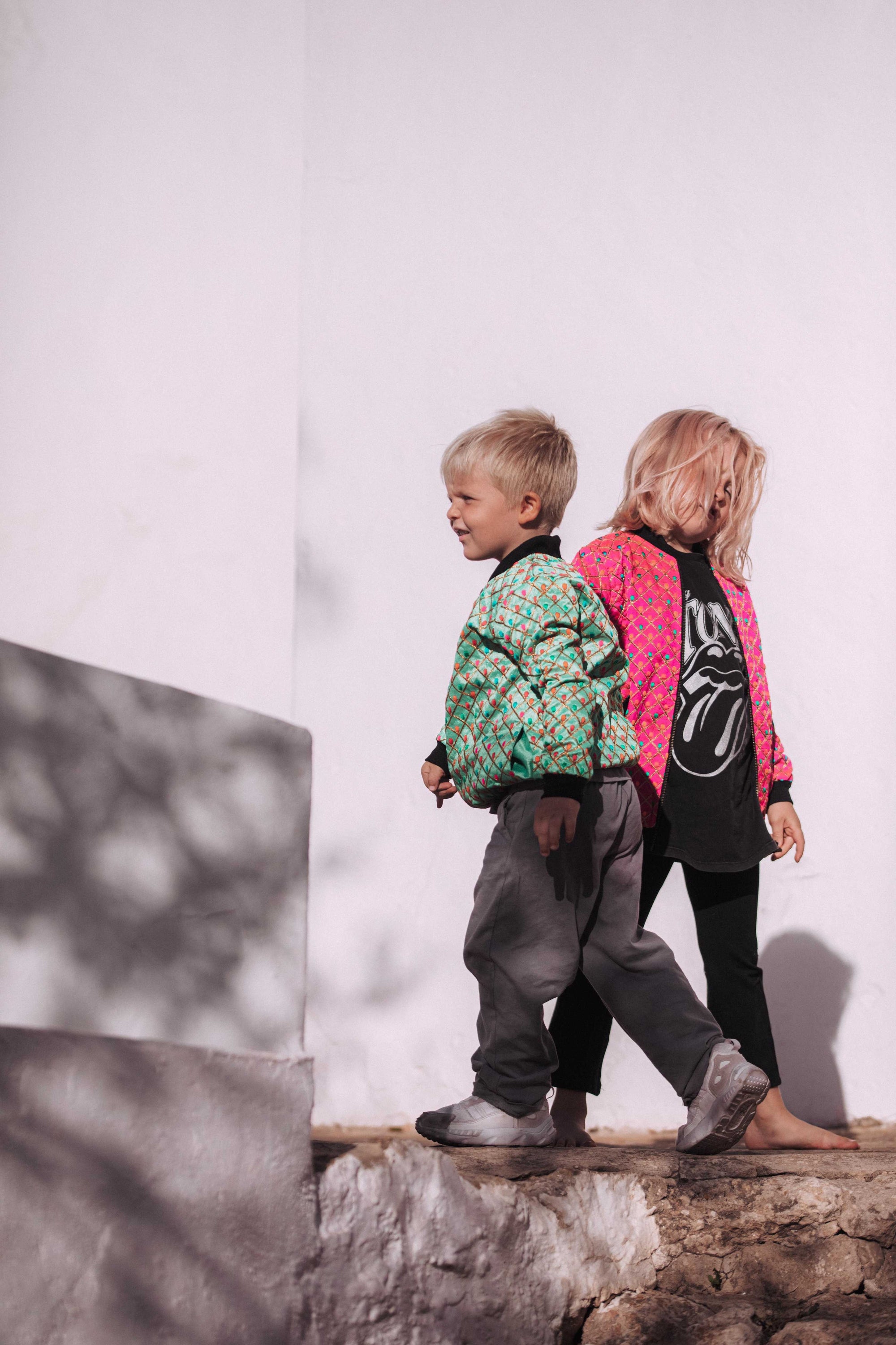 Kids Embroidered Bomber - Pink
