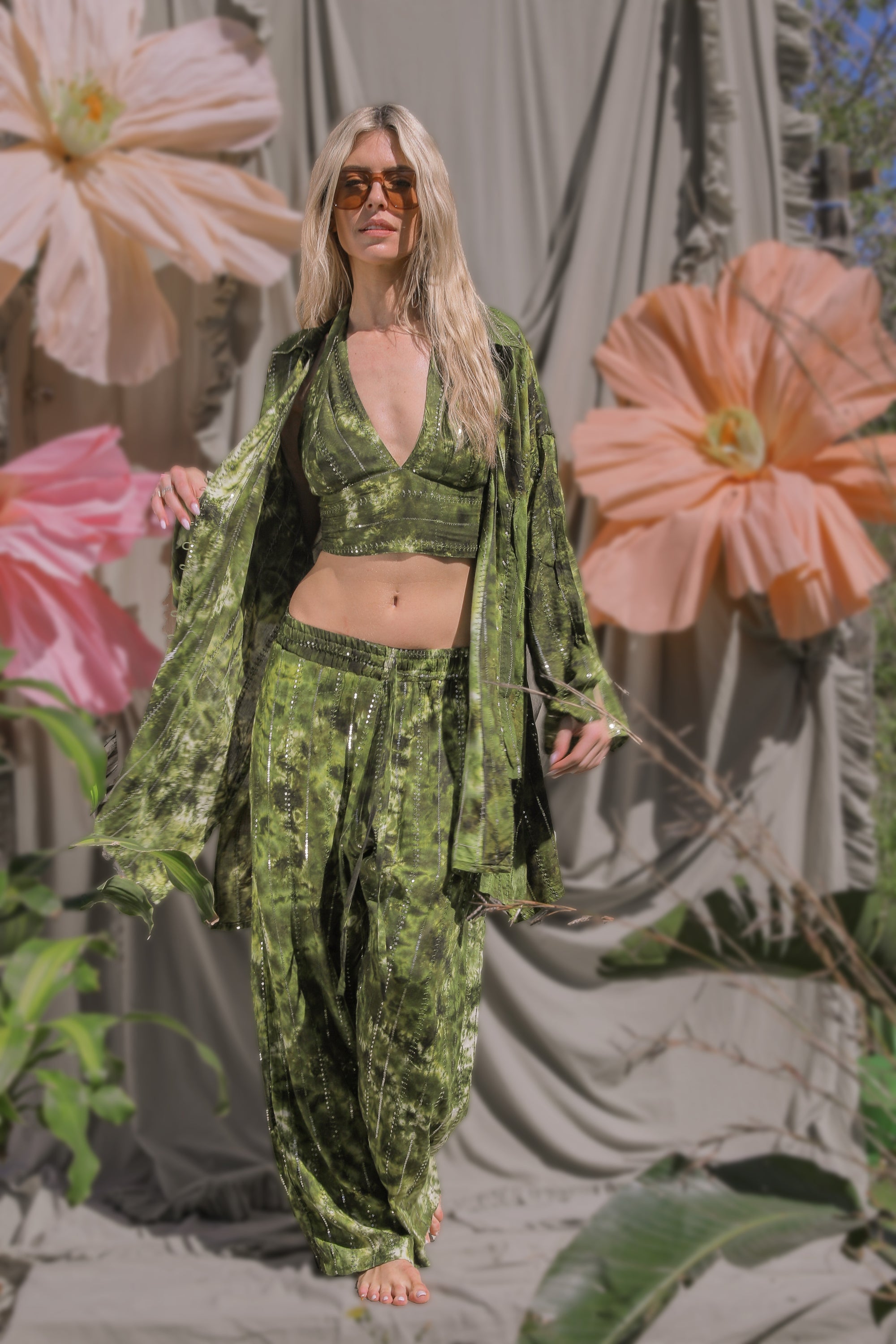 'Es Vedra' LOUNGE SET Trousers - Green