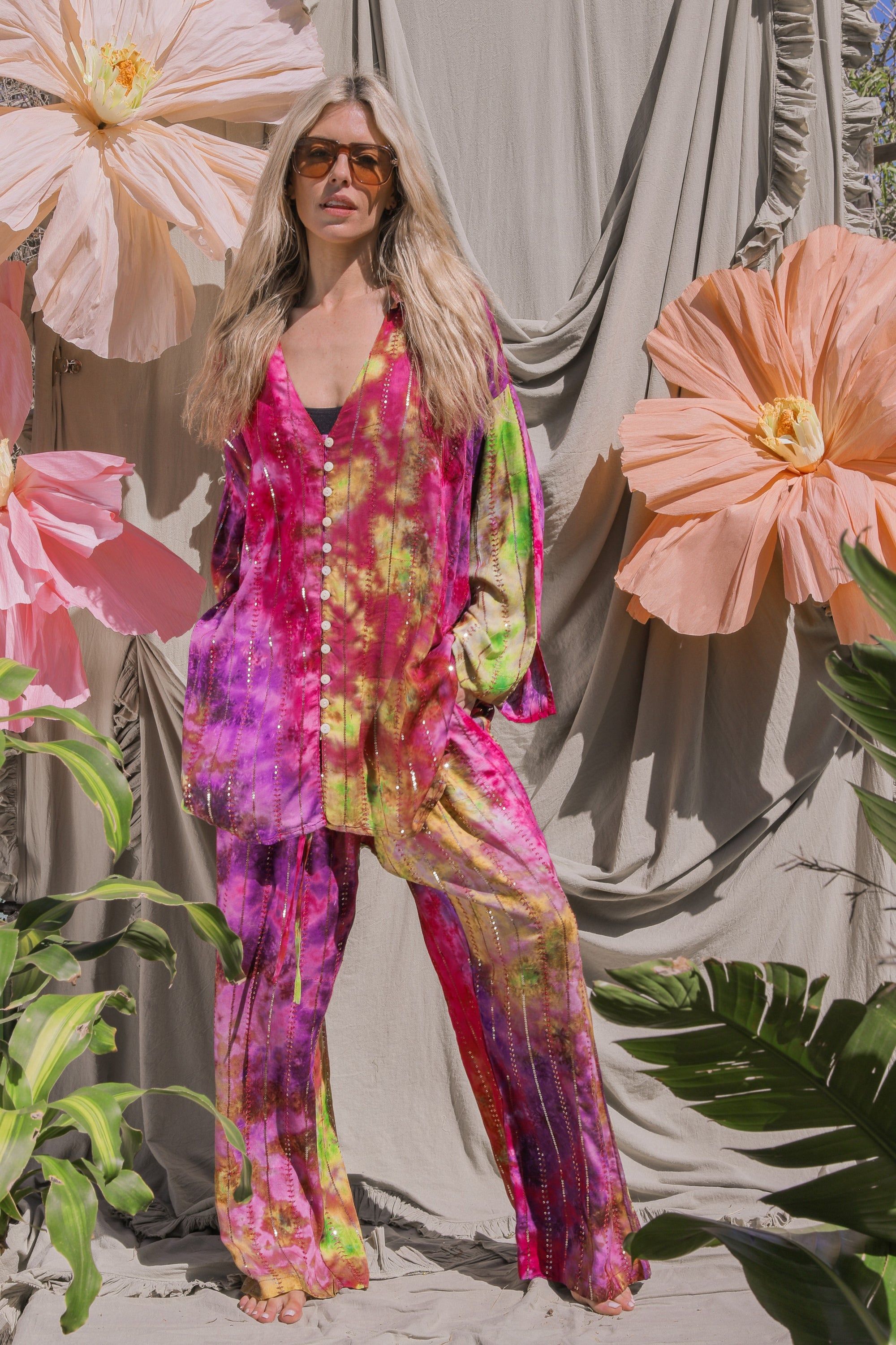 'Bora Bora' LOUNGE SET Shirt - Multi Tiedye