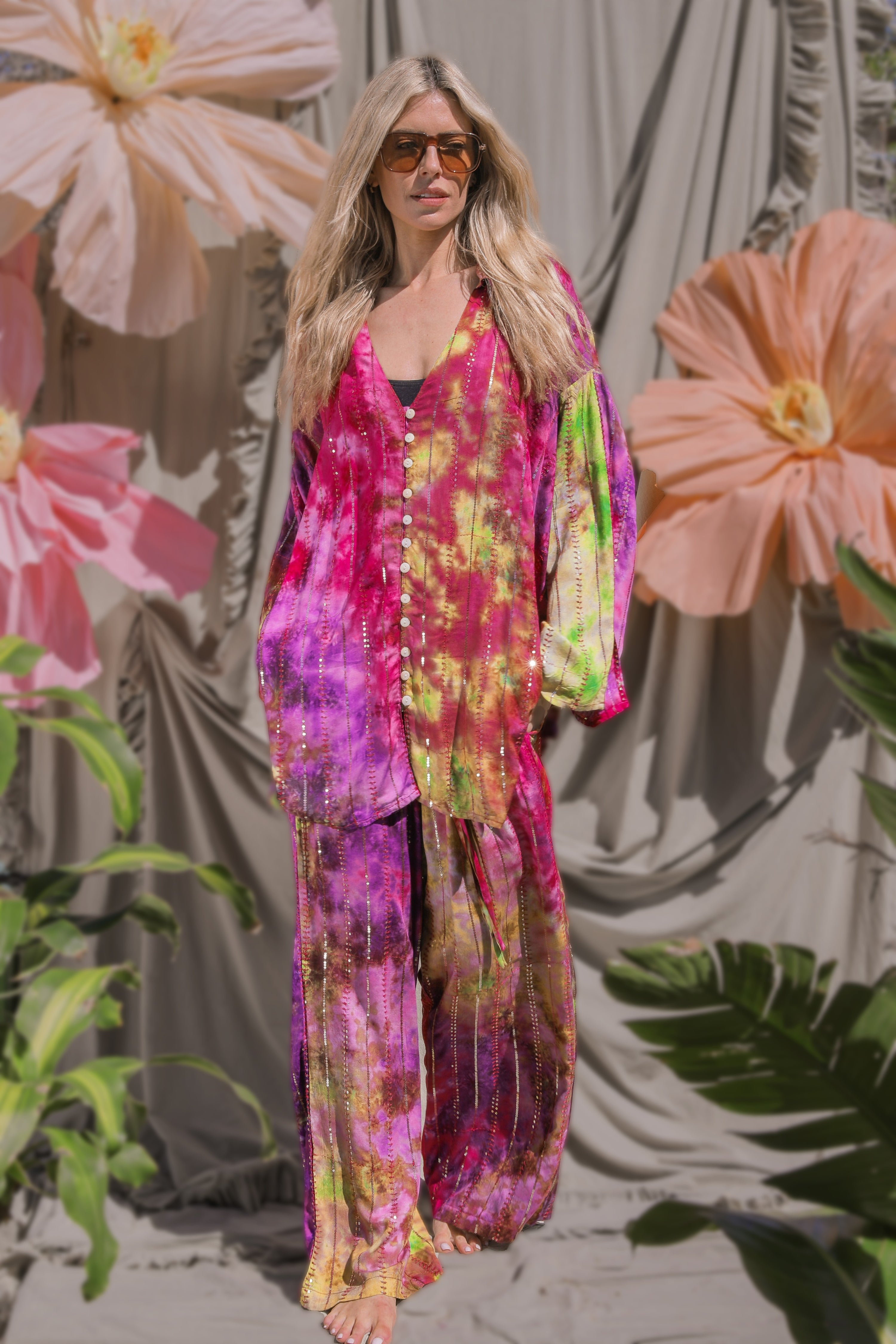 'Bora Bora' LOUNGE SET Crop Top - Multi Tiedye