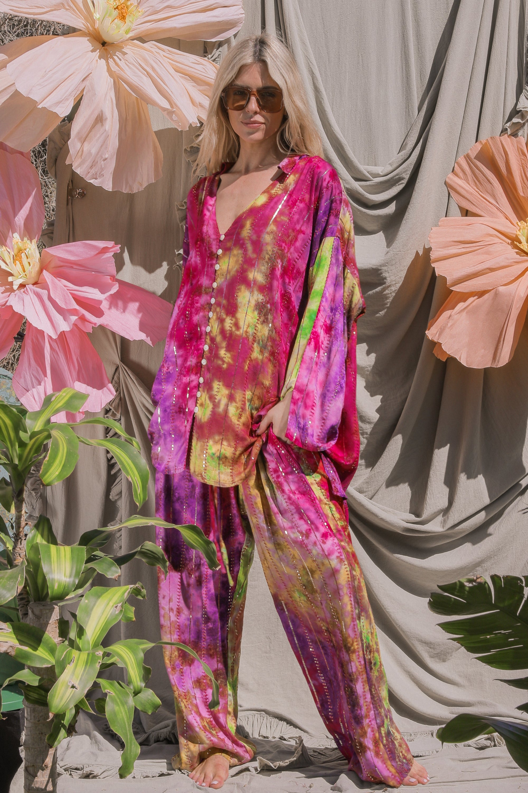'Bora Bora' LOUNGE SET Shirt - Multi Tiedye