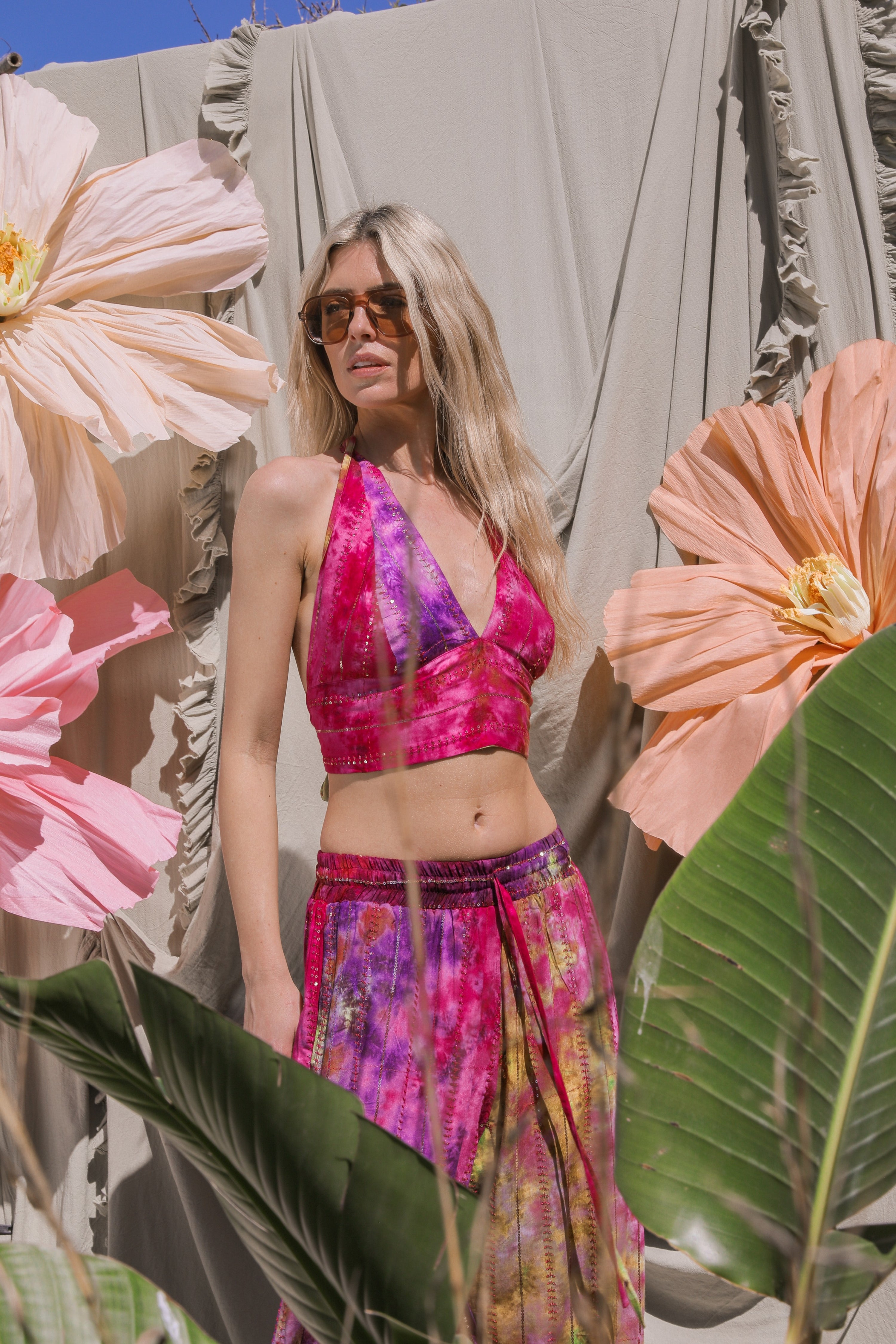 'Bora Bora' LOUNGE SET Crop Top - Multi Tiedye