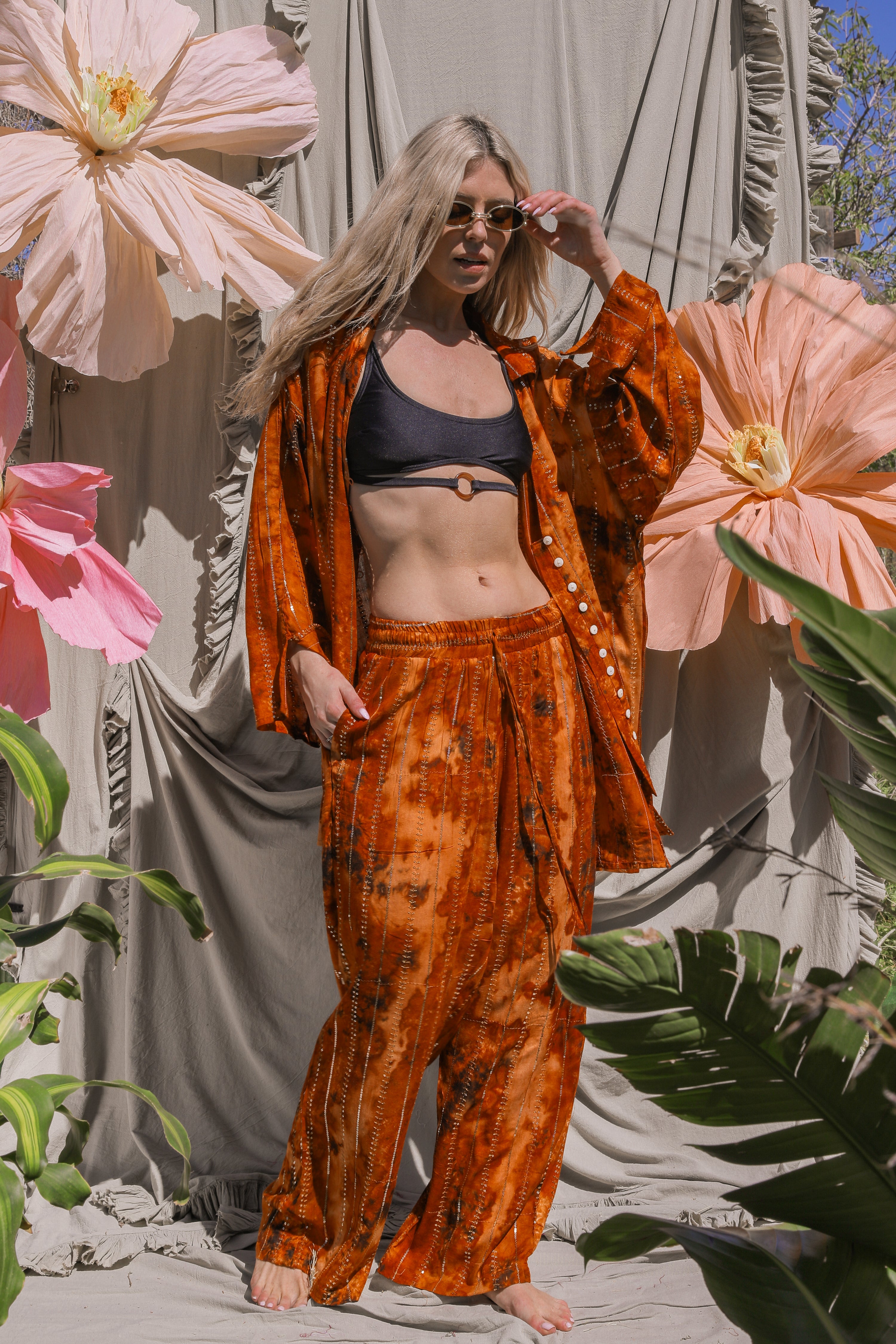 'Sunset Ashram' LOUNGE SET Trousers - Burnt Orange