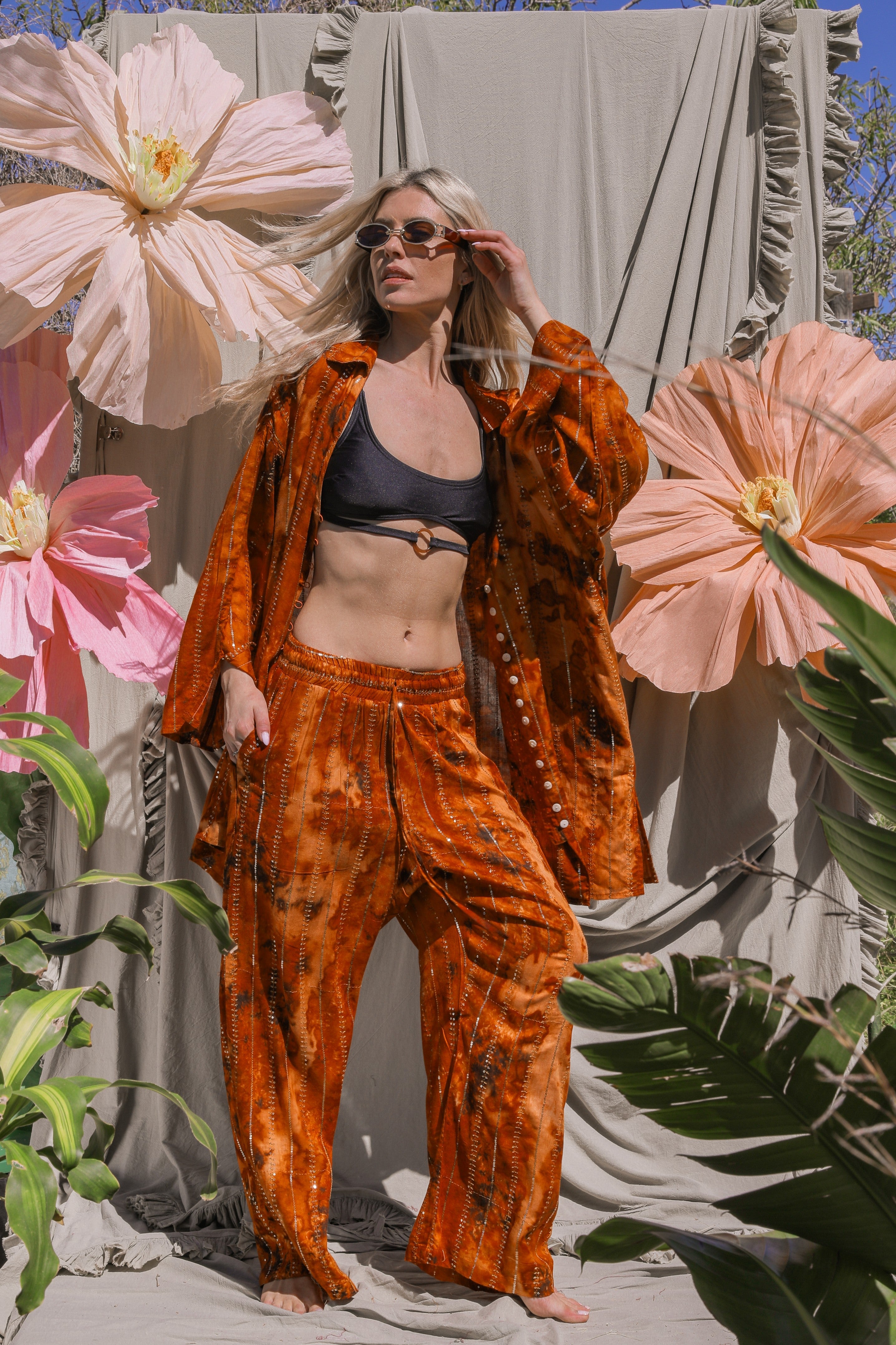 'Sunset Ashram' LOUNGE SET Trousers - Burnt Orange