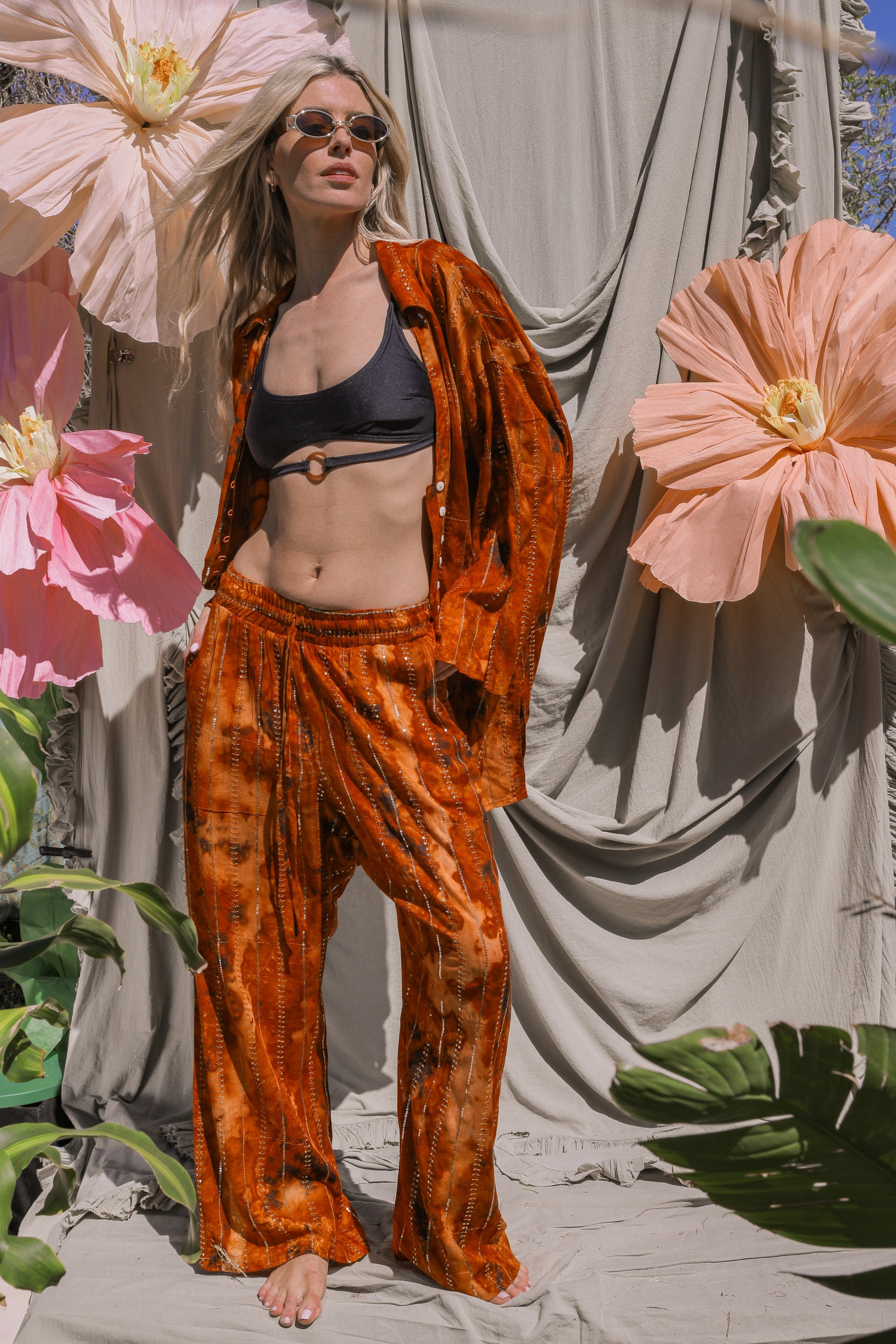'Sunset Ashram' LOUNGE SET Trousers - Burnt Orange