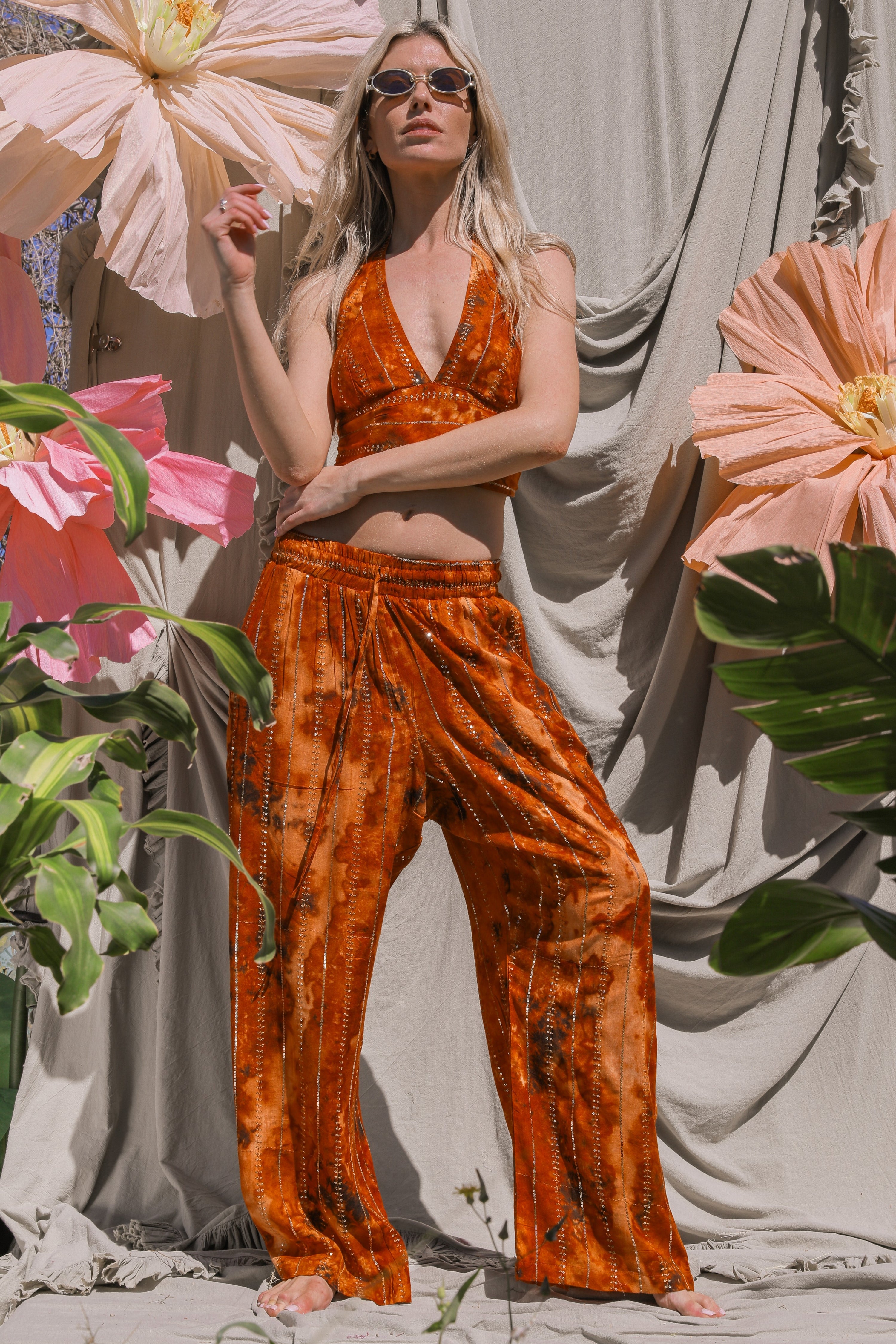 'Sunset Ashram' LOUNGE SET Trousers - Burnt Orange