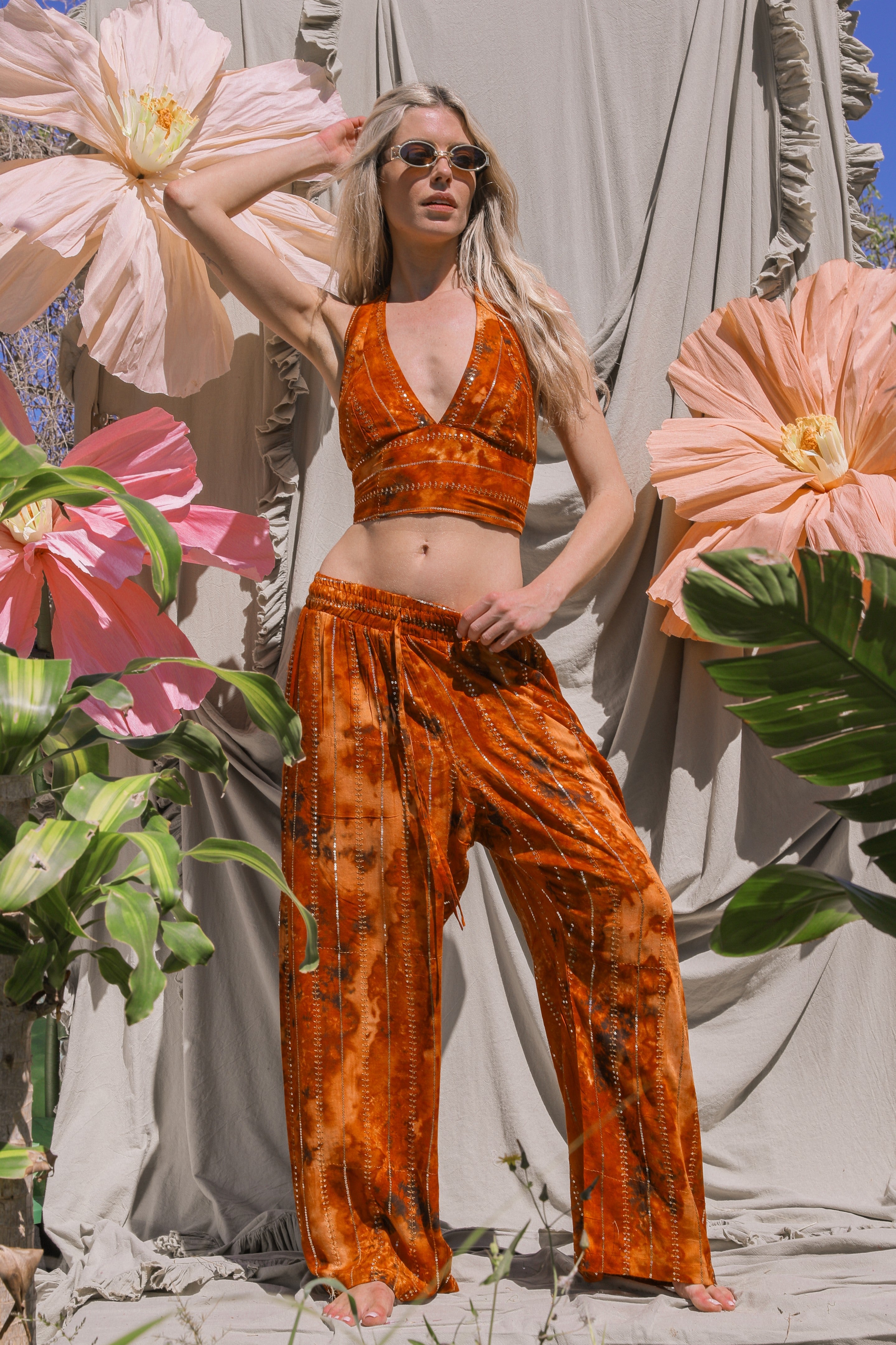 'Sunset Ashram' LOUNGE SET Trousers - Burnt Orange