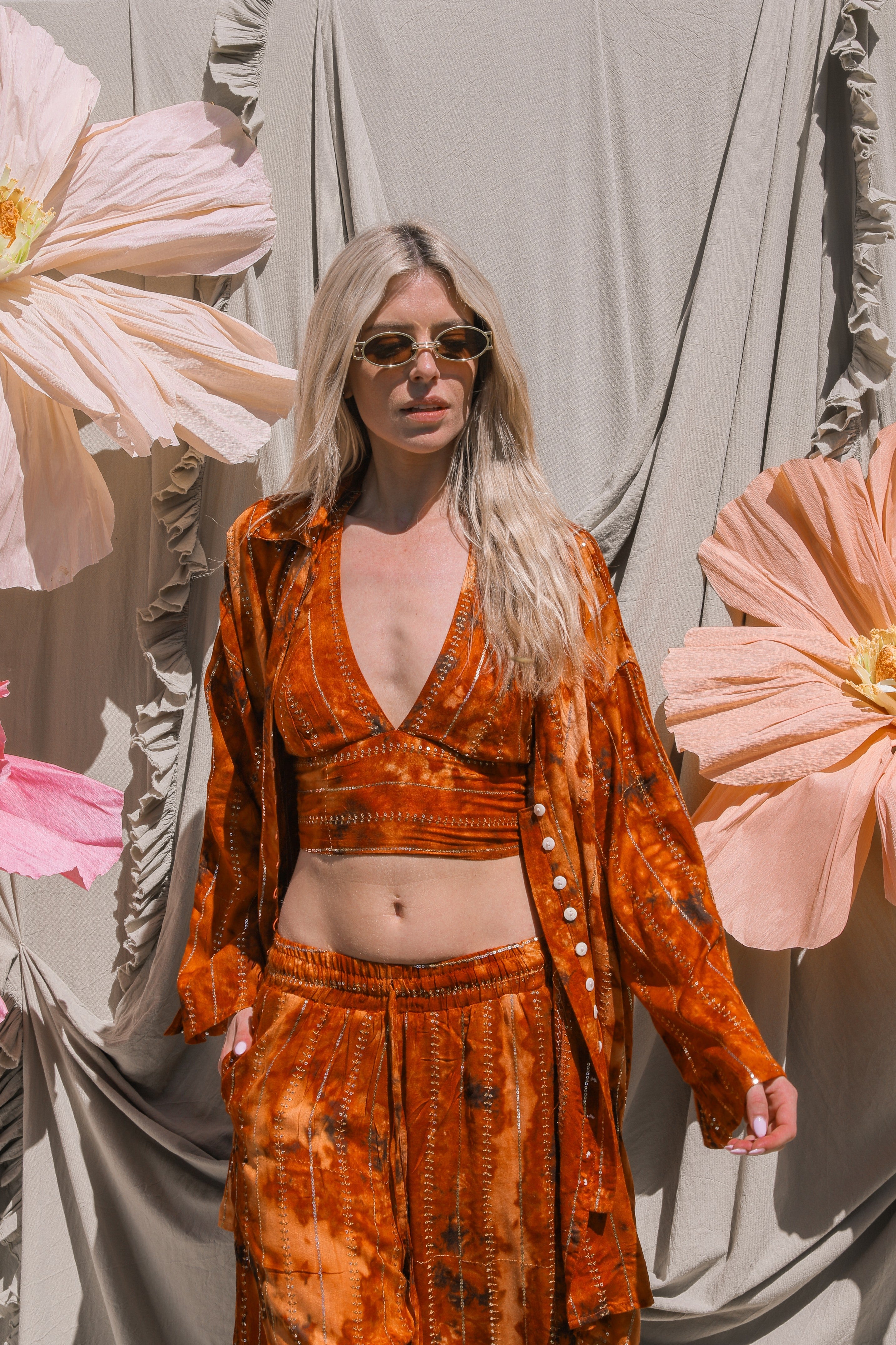 'Sunset Ashram' LOUNGE SET Trousers - Burnt Orange