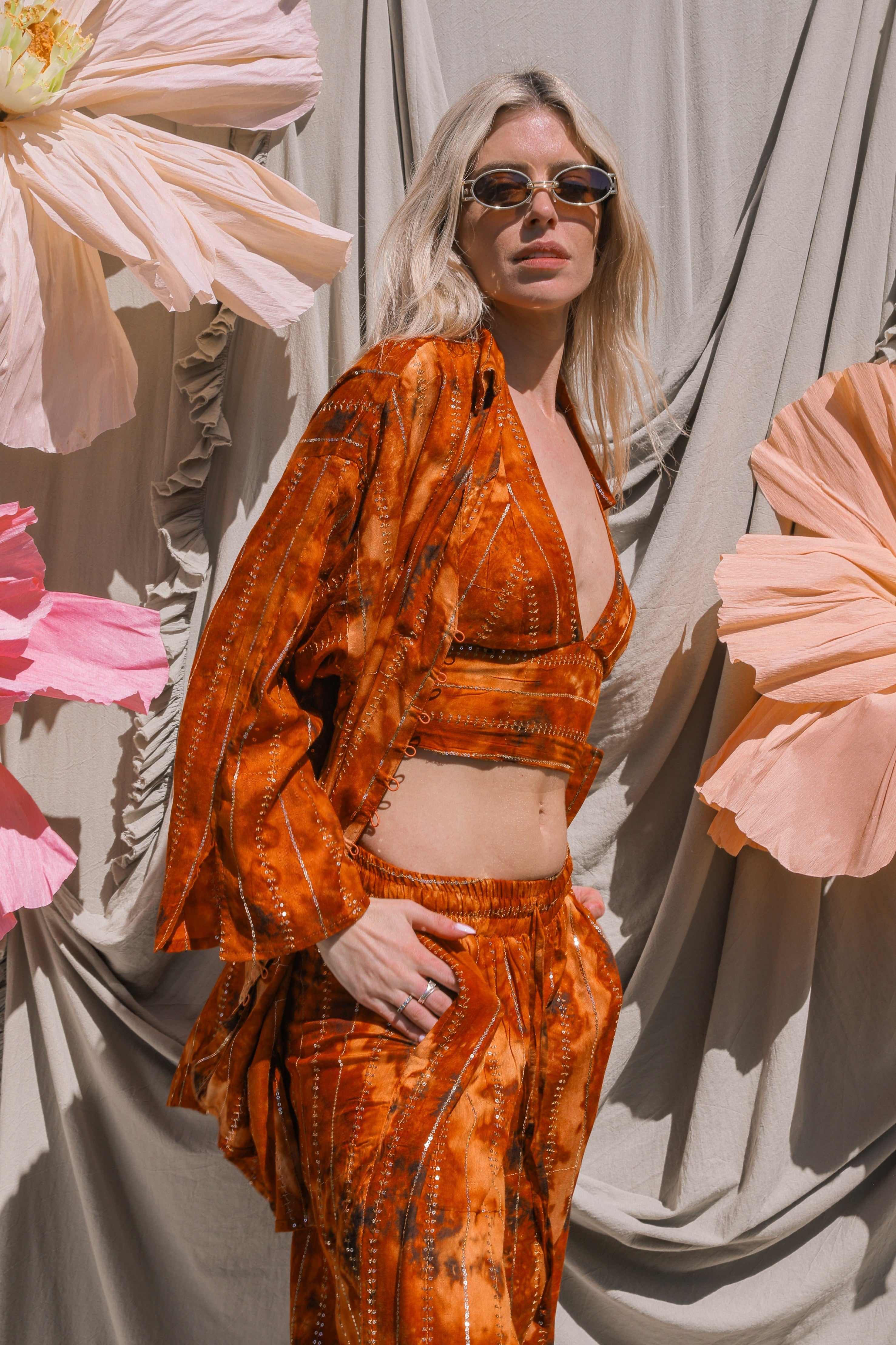 'Sunset Ashram' LOUNGE SET Trousers - Burnt Orange