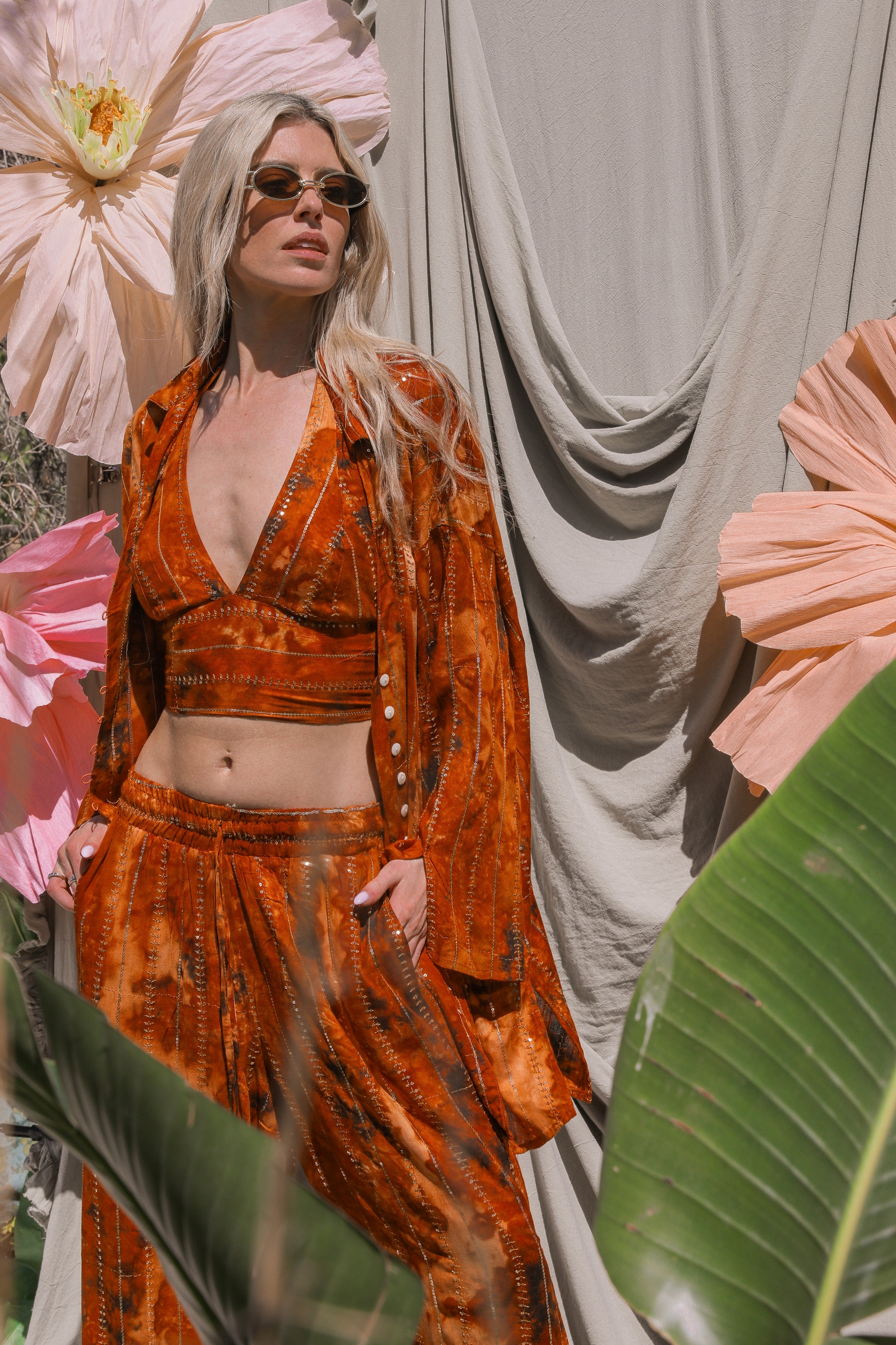'Sunset Ashram' LOUNGE SET Trousers - Burnt Orange
