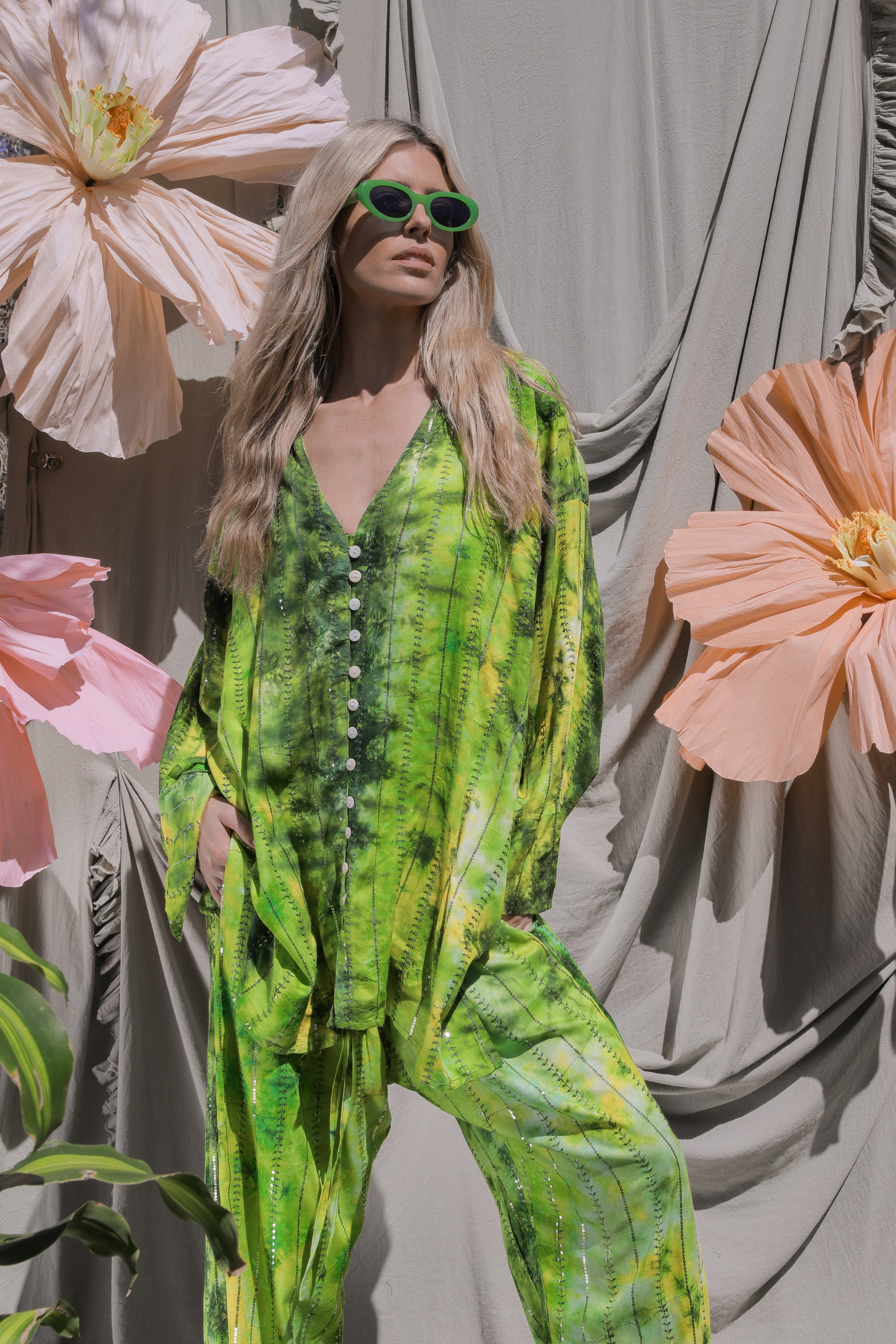 'Eivissa' LOUNGE SET Shirt - Fluro