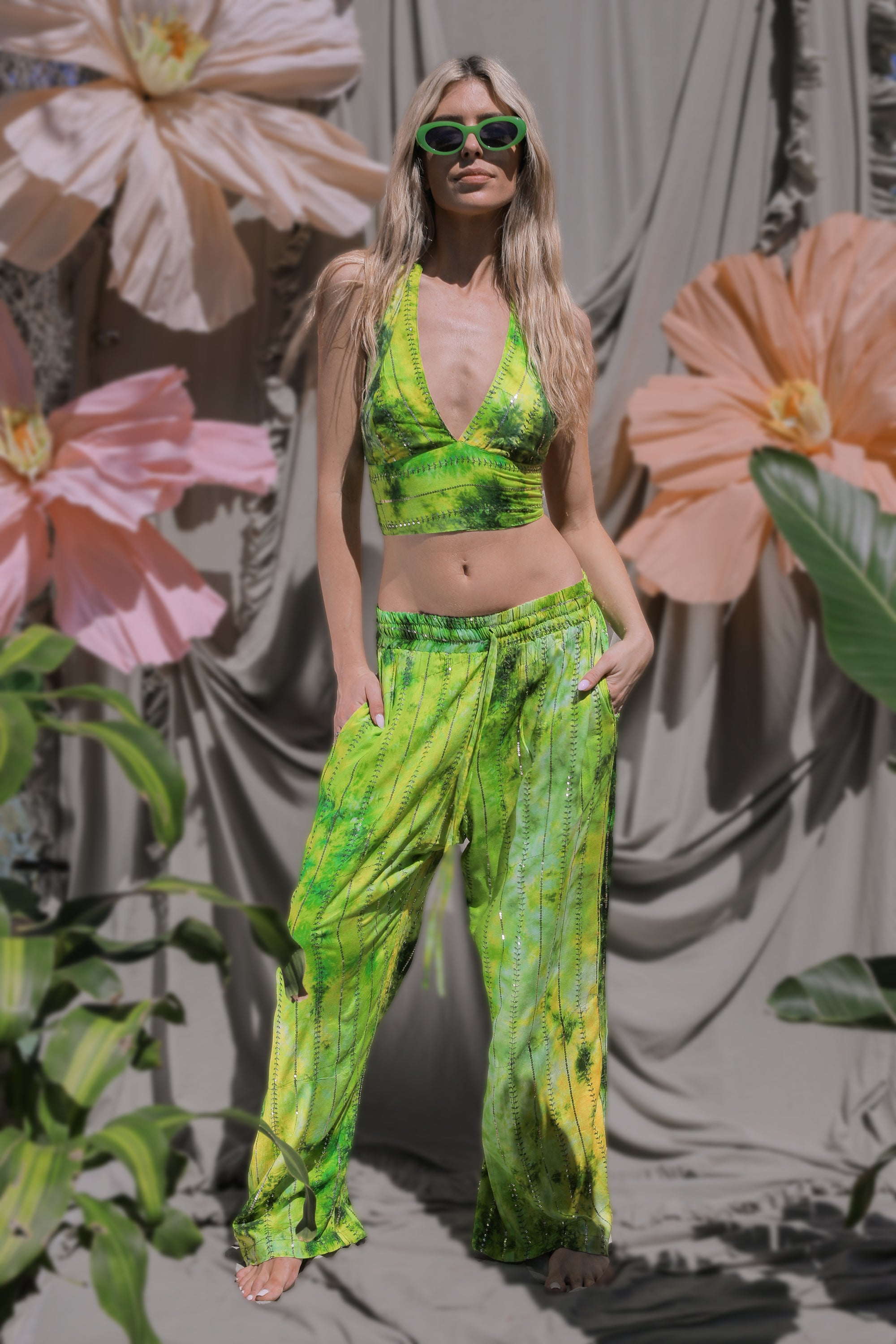 'Eivissa' LOUNGE SET Crop Top - Fluro