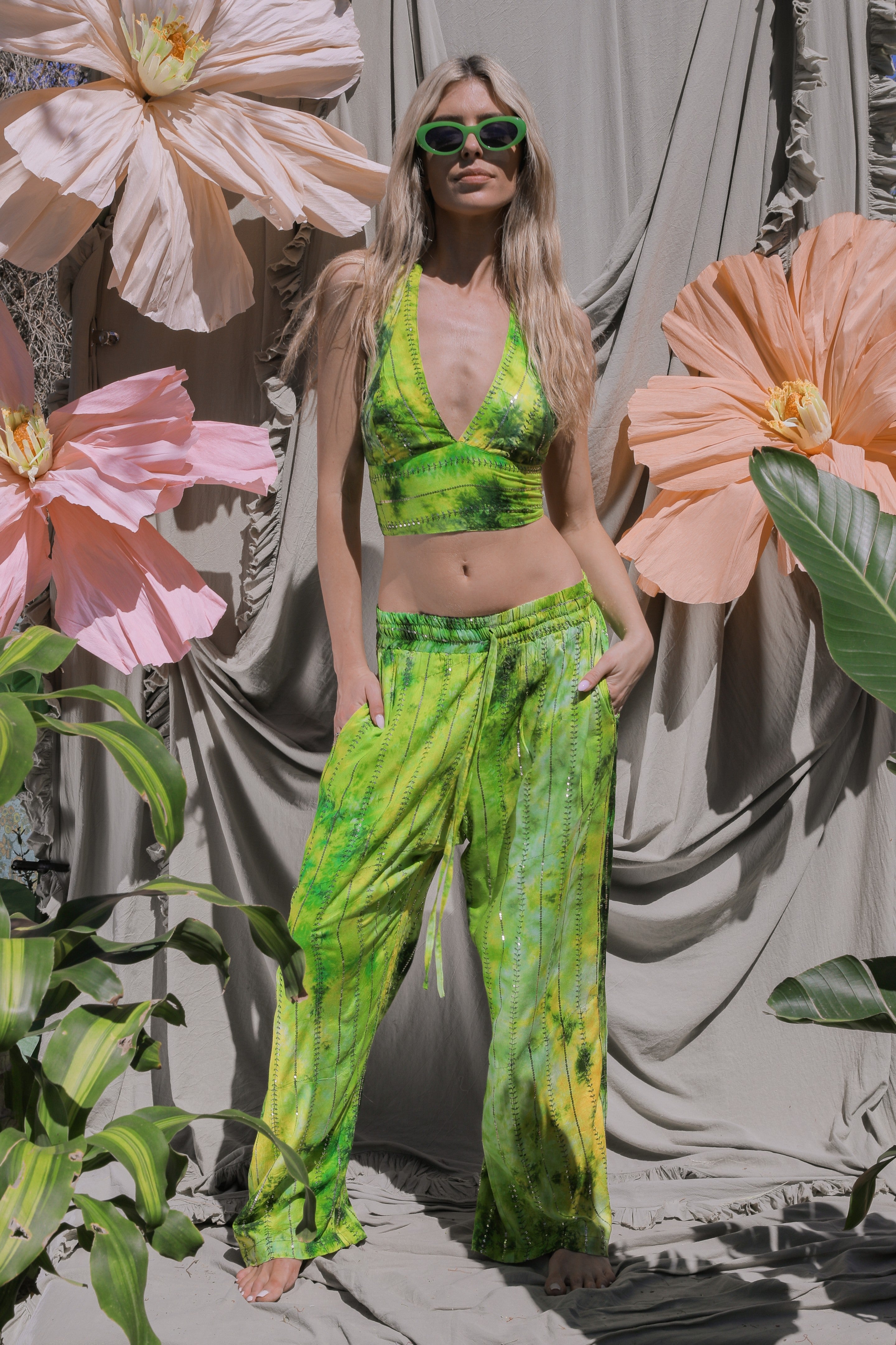 'Eivissa' LOUNGE SET Crop Top - Fluro