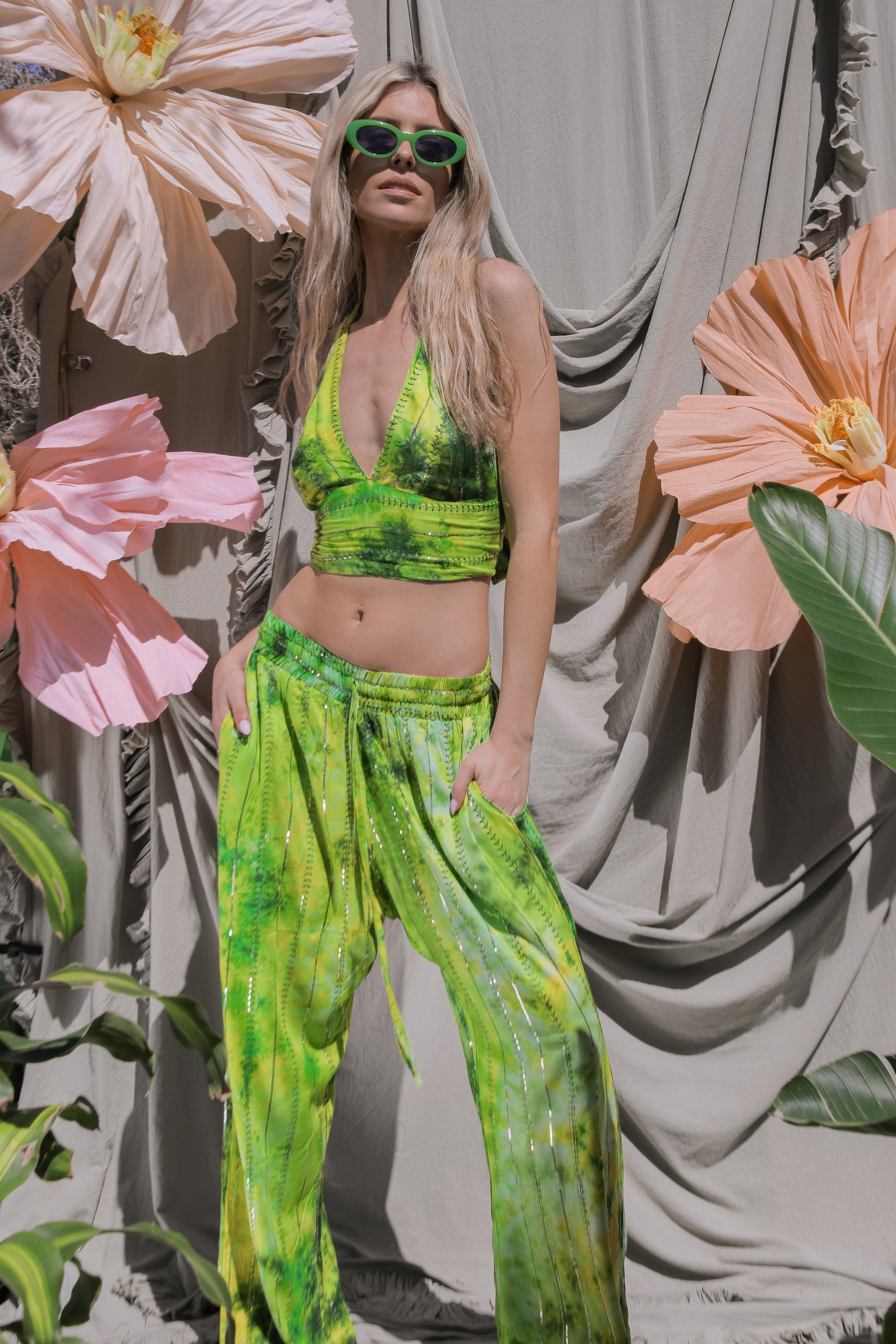 'Eivissa' LOUNGE SET Crop Top - Fluro
