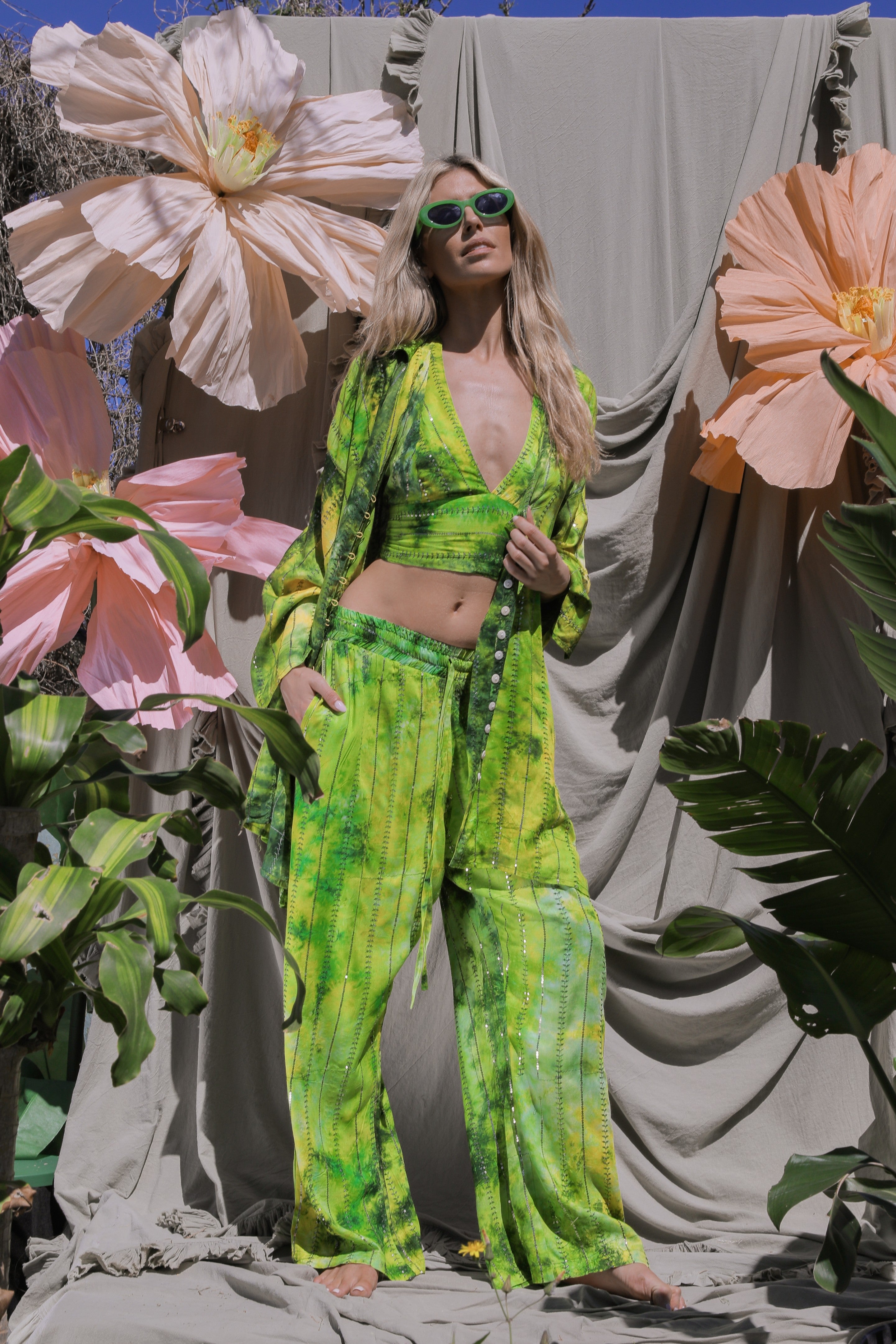 'Eivissa' LOUNGE SET Crop Top - Fluro