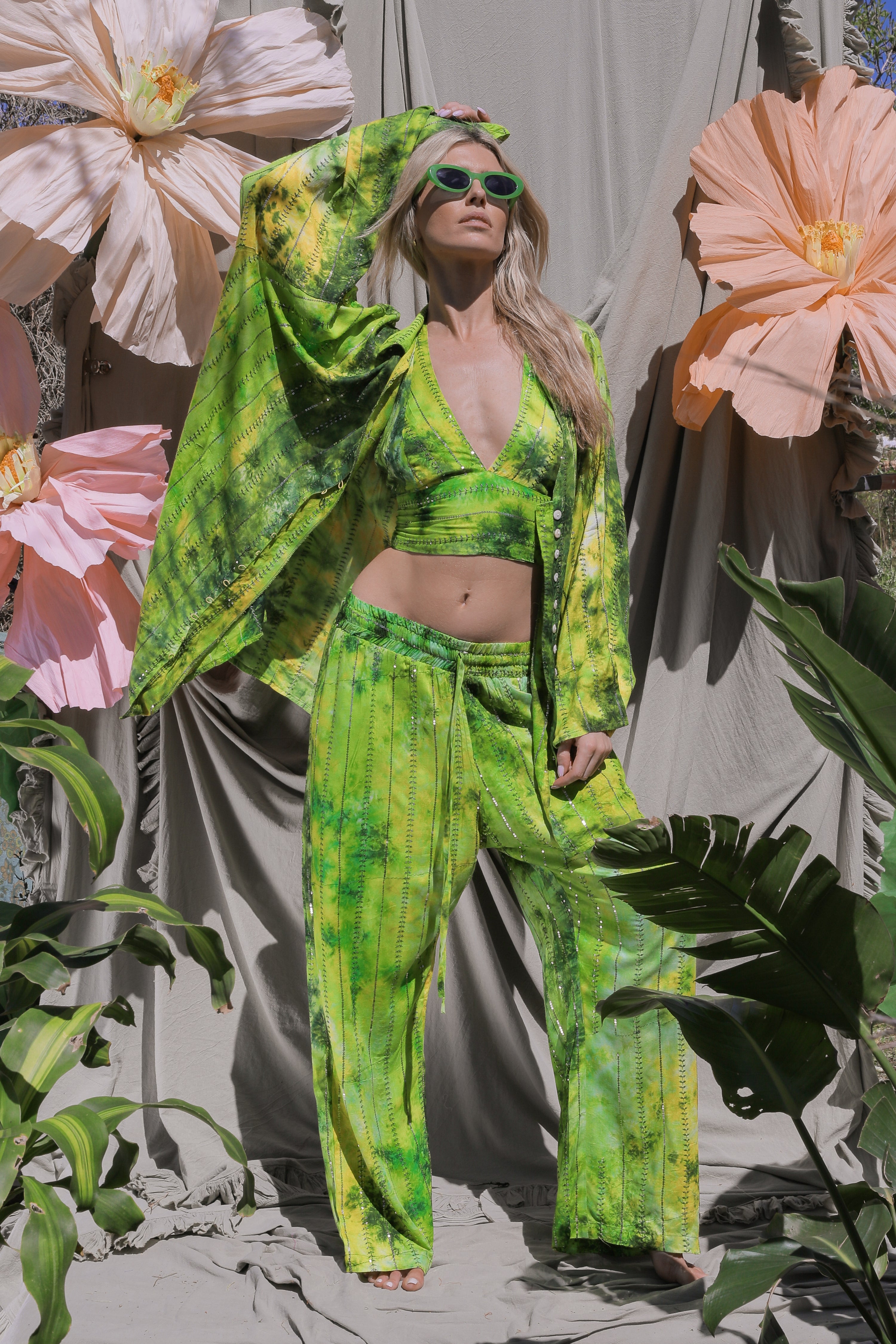 'Eivissa' LOUNGE SET Crop Top - Fluro