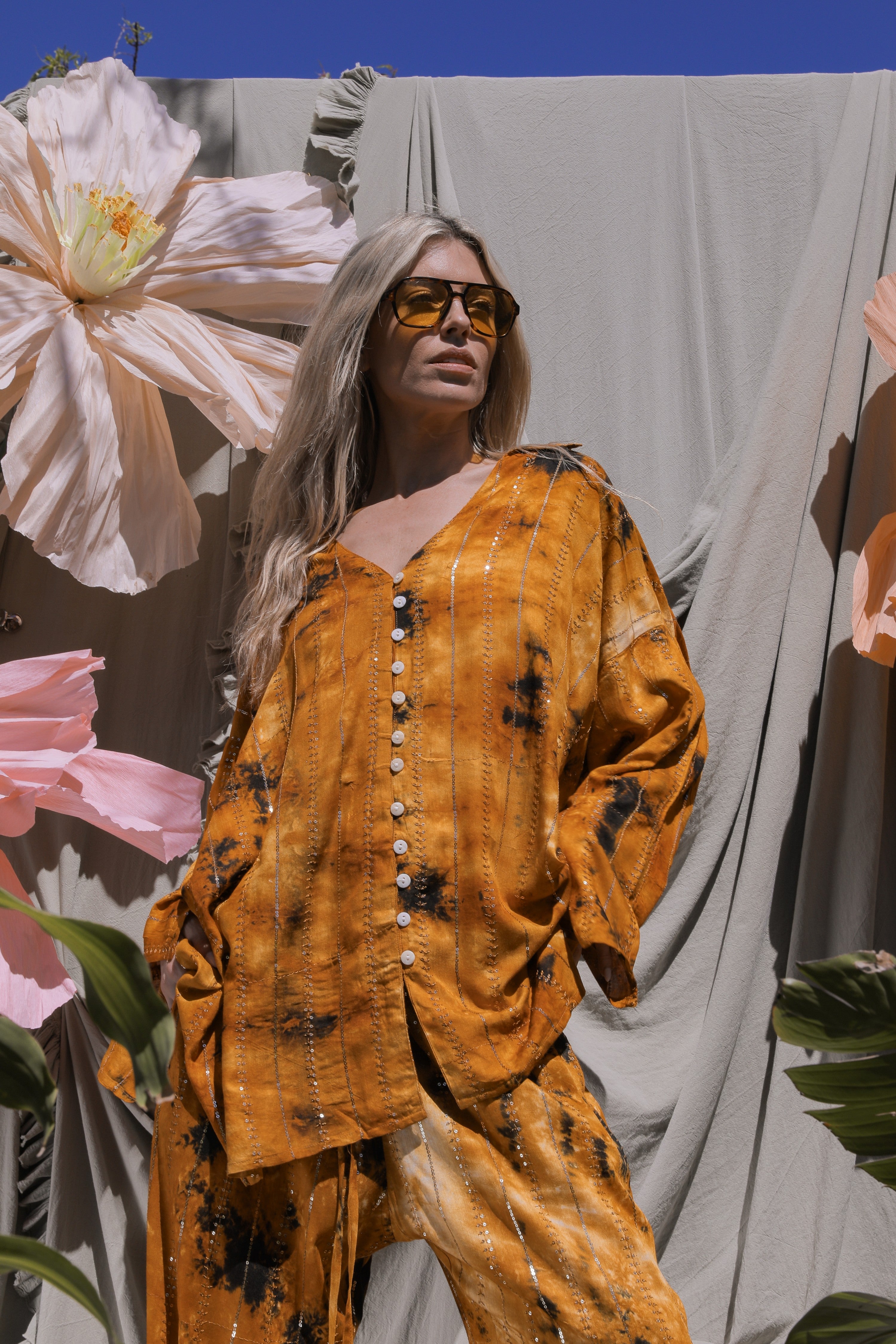 'Benirras' LOUNGE SET Crop Top - Orange