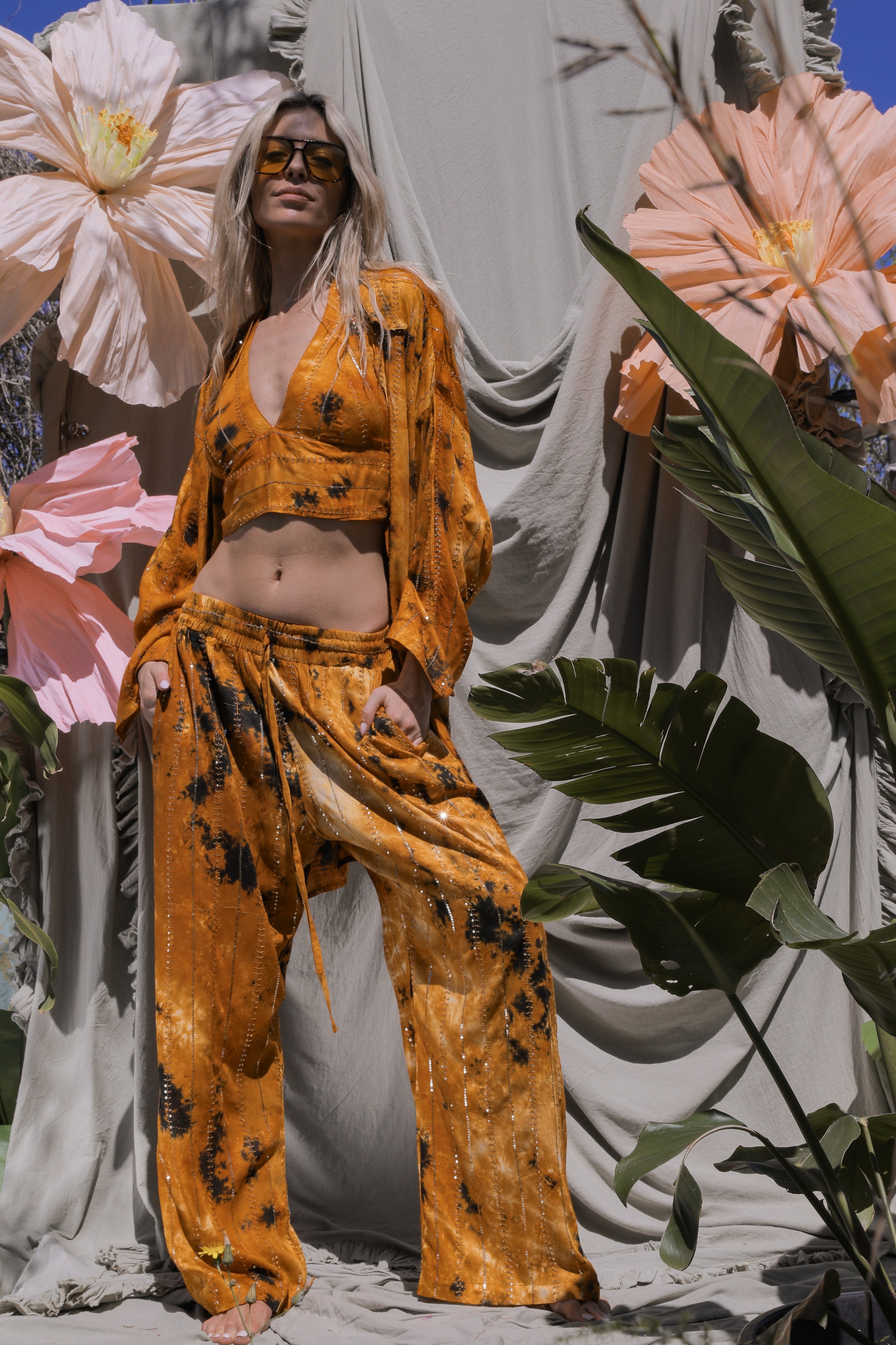 'Benirras' LOUNGE SET Shirt - Orange