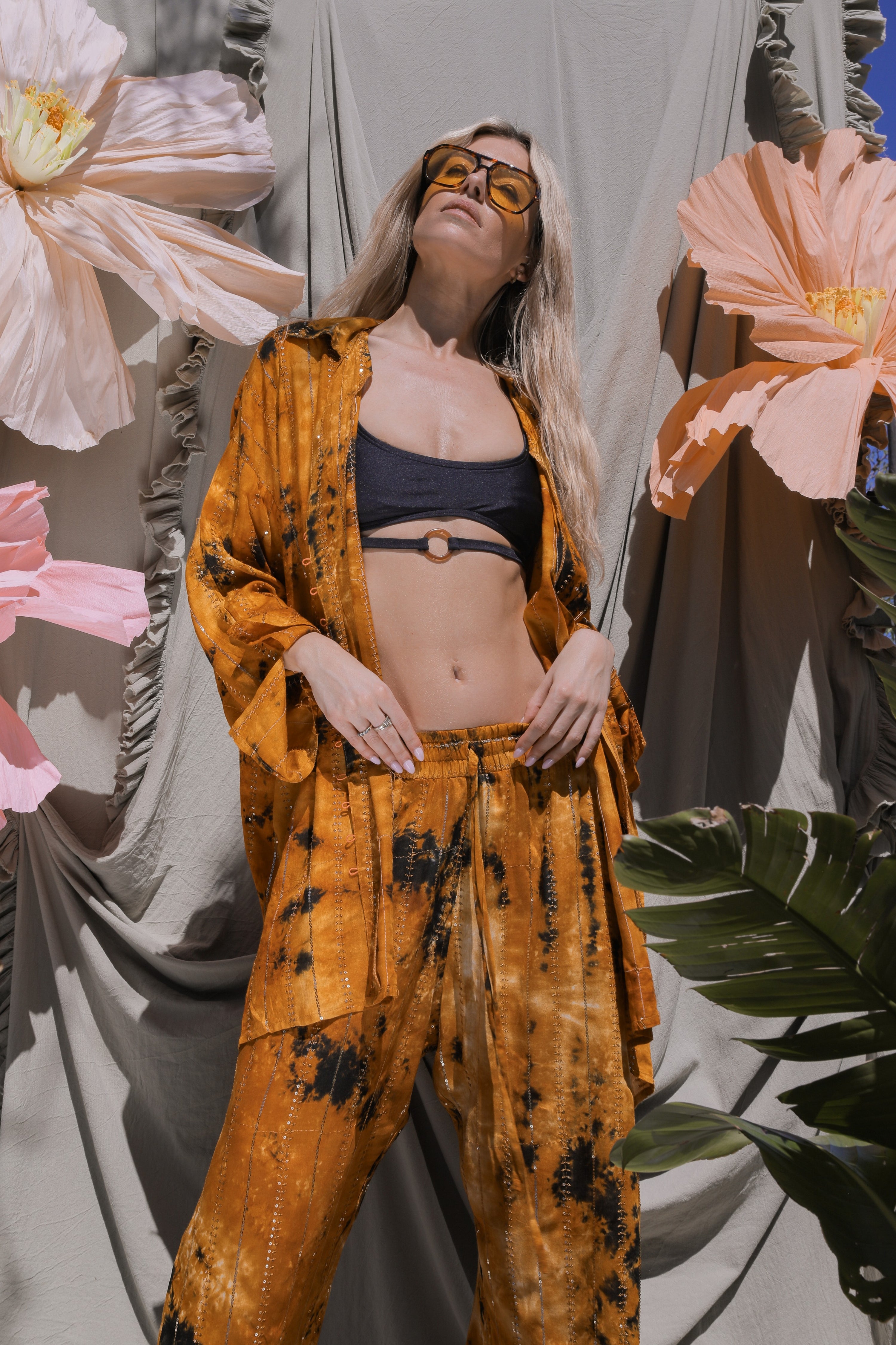 'Benirras' LOUNGE SET Shirt - Orange