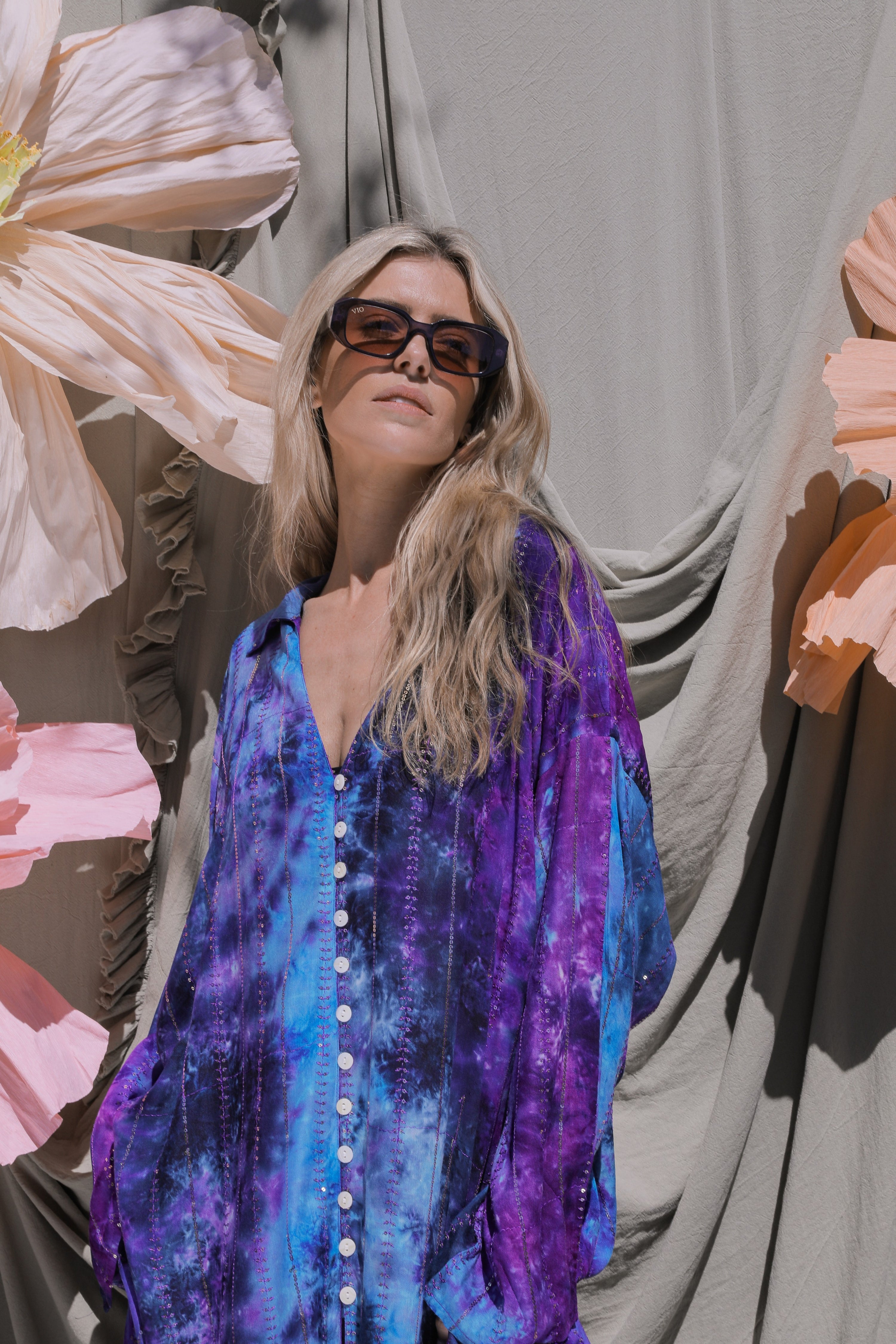 'Ses Salines' LOUNGE SET Trousers -  Blue/Purple Tiedye