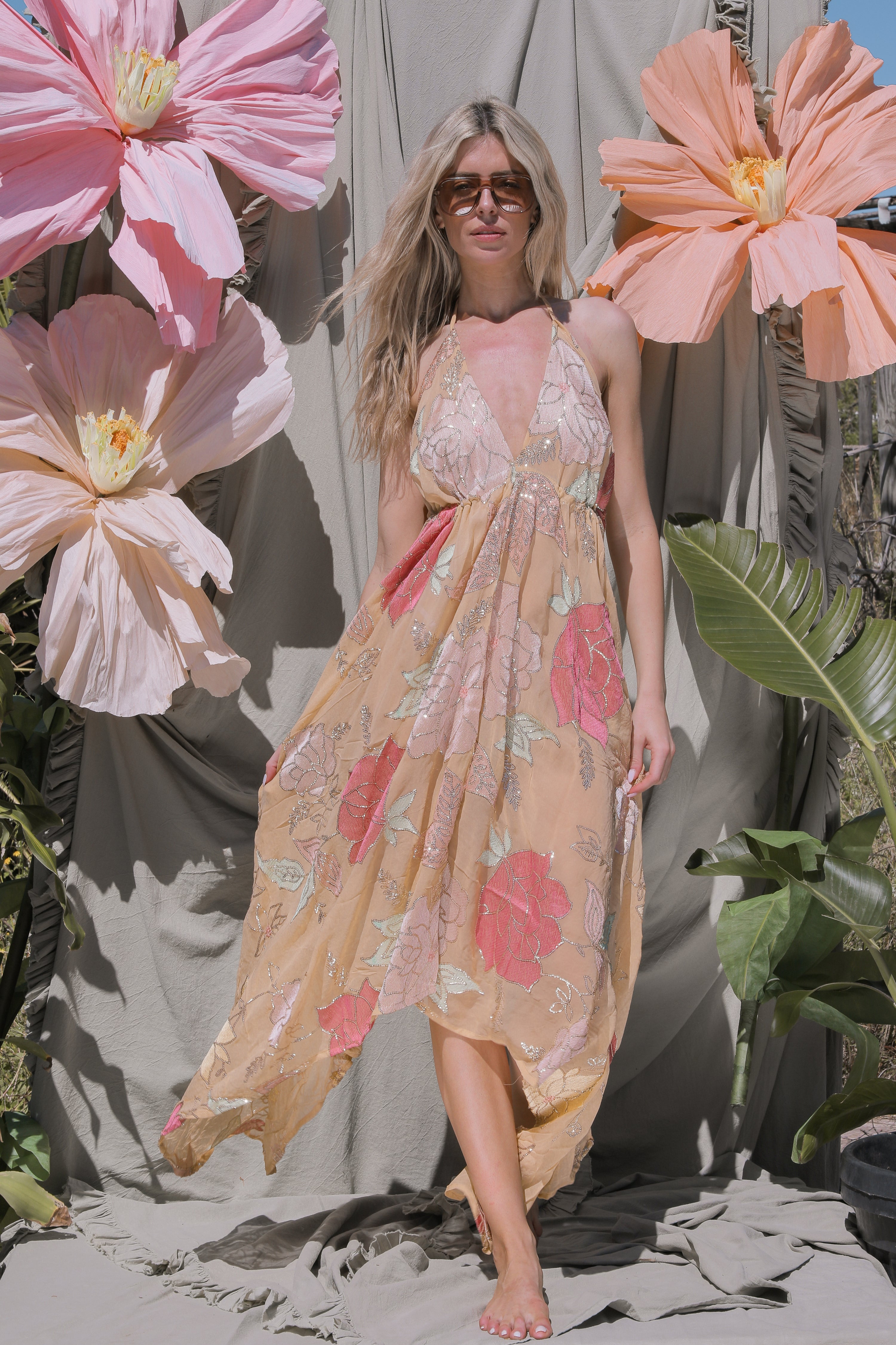 Ariella Halterneck dress - Light Nude