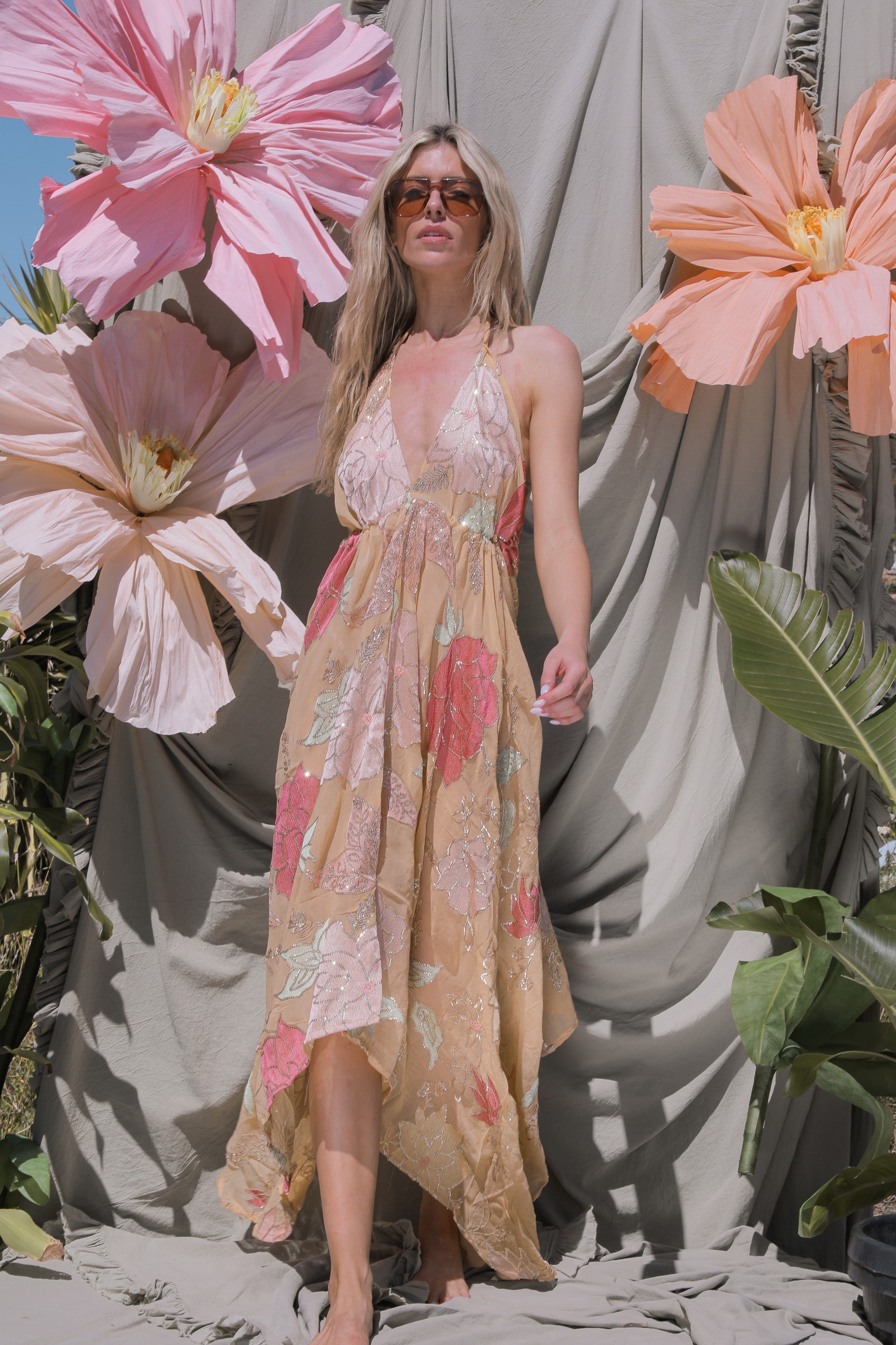 Ariella Halterneck dress - Light Nude