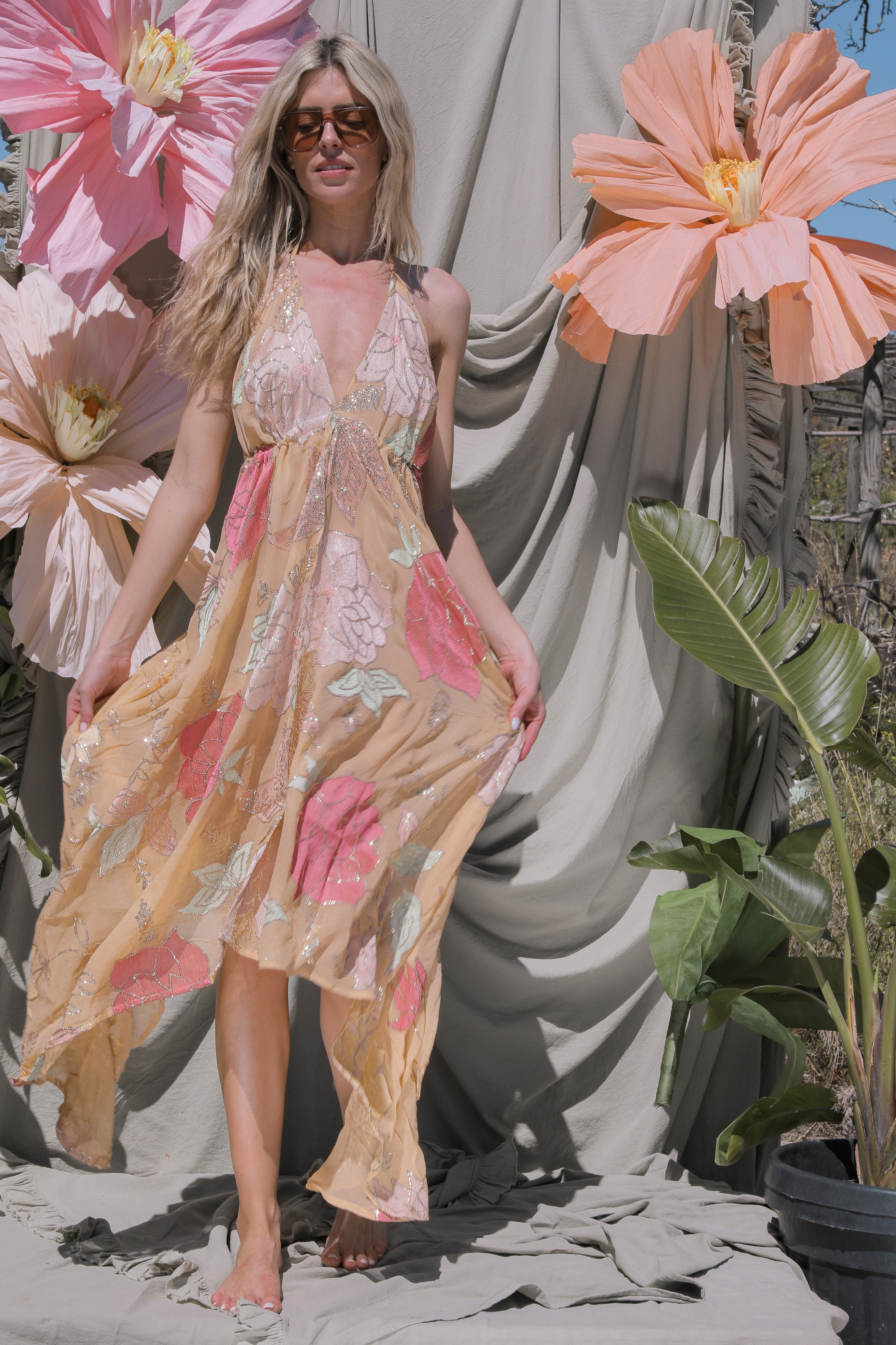 Ariella Halterneck dress - Light Nude