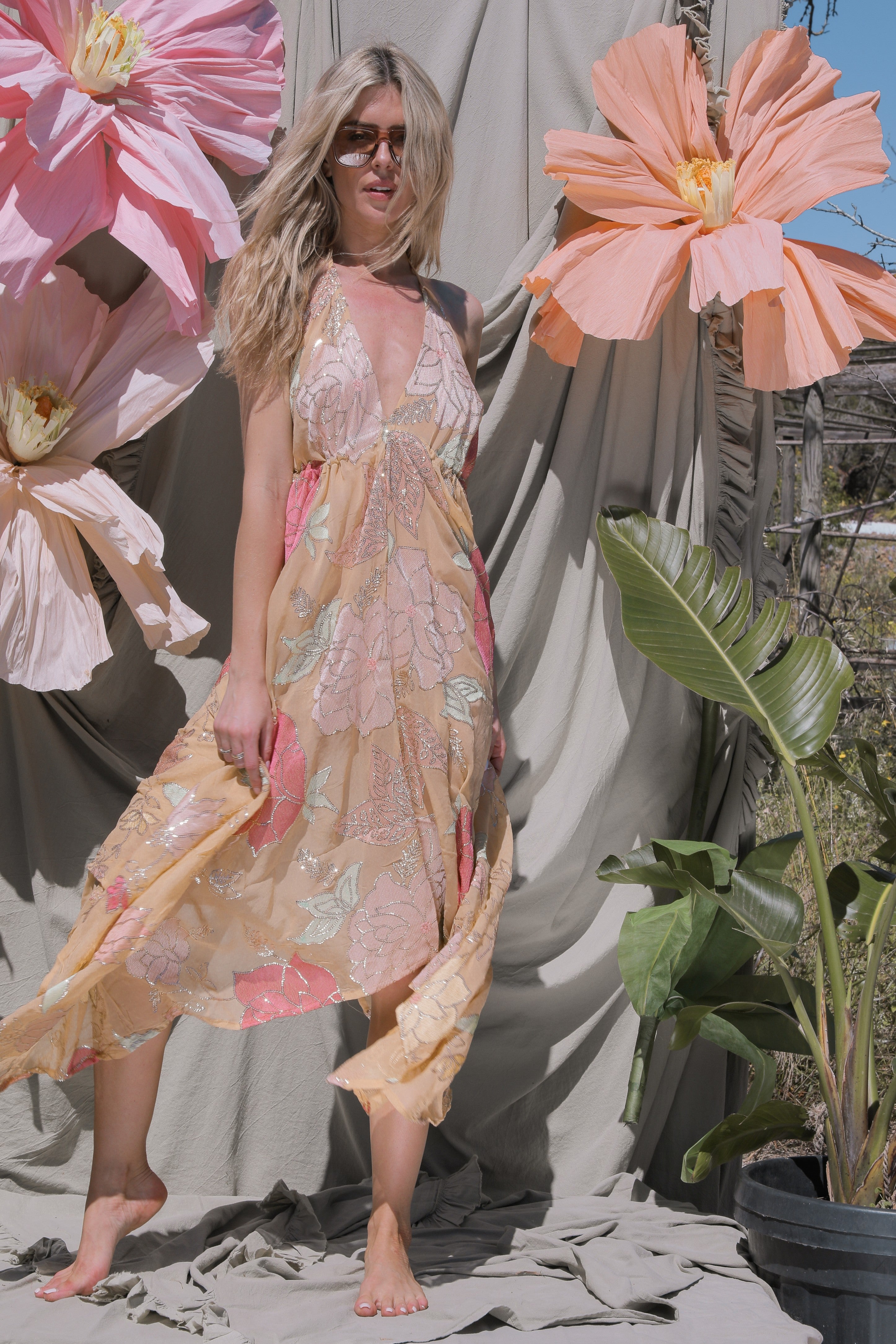 Ariella Halterneck dress - Light Nude