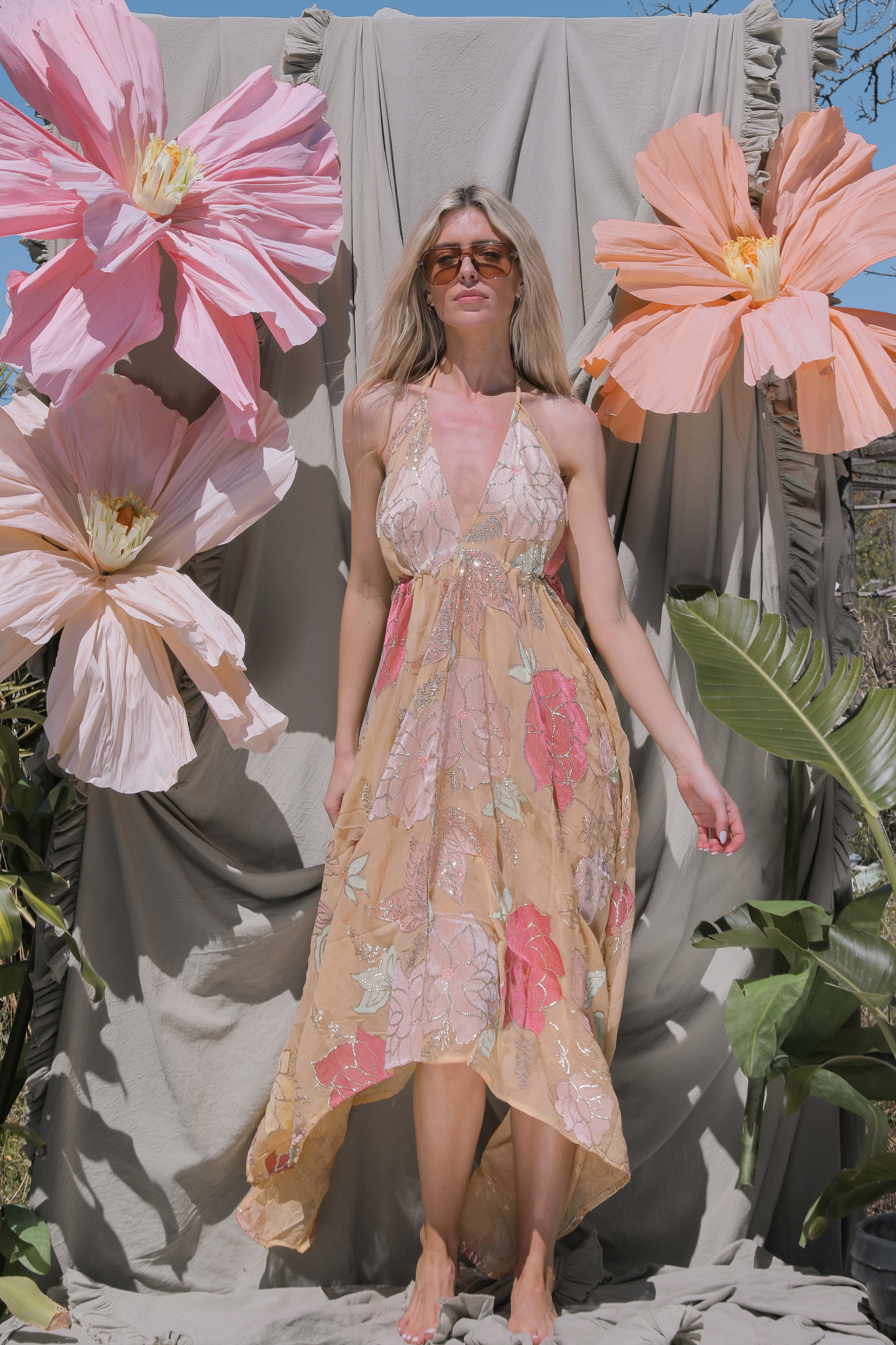 Ariella Halterneck dress - Light Nude