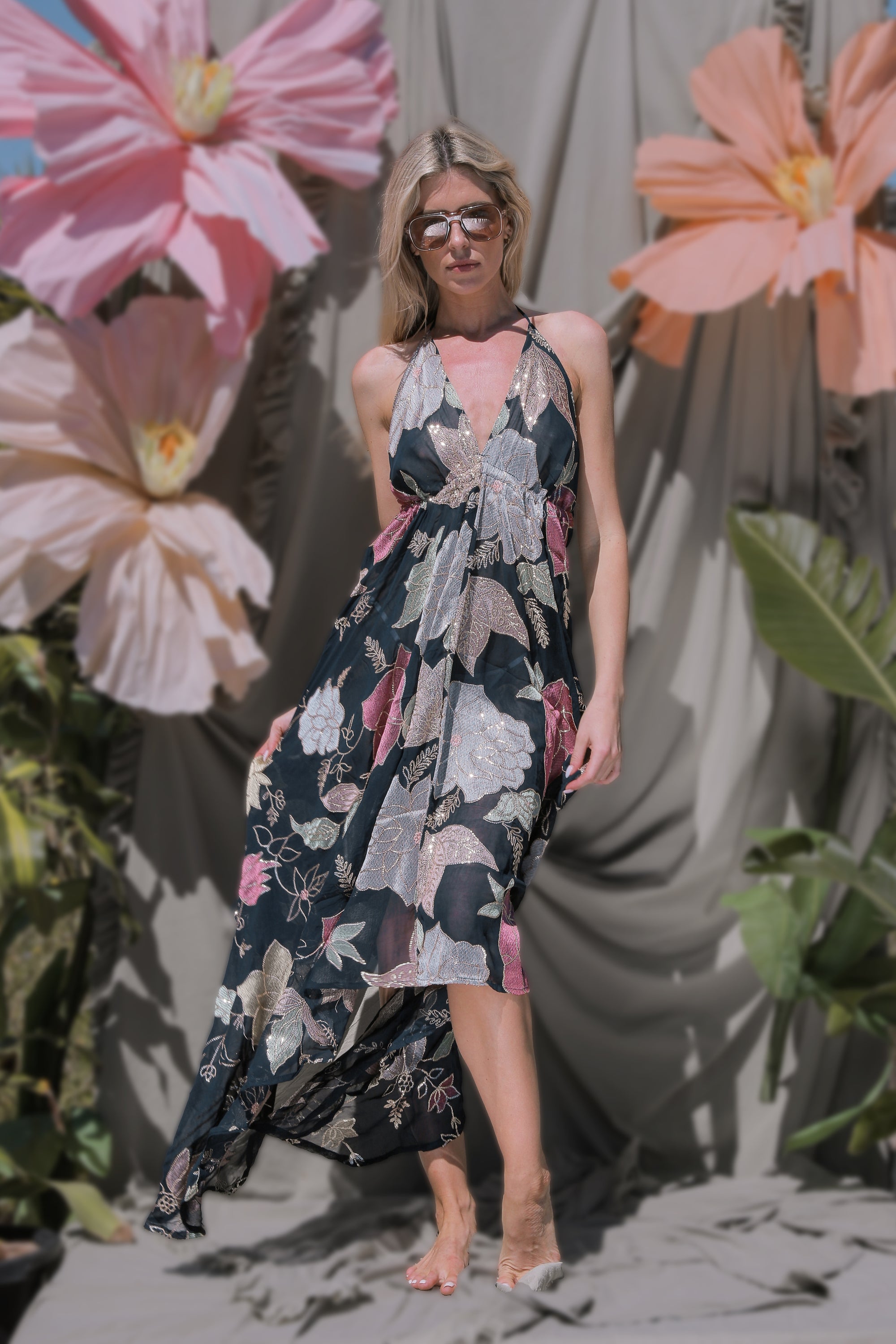 Ariella Halterneck dress - Navy