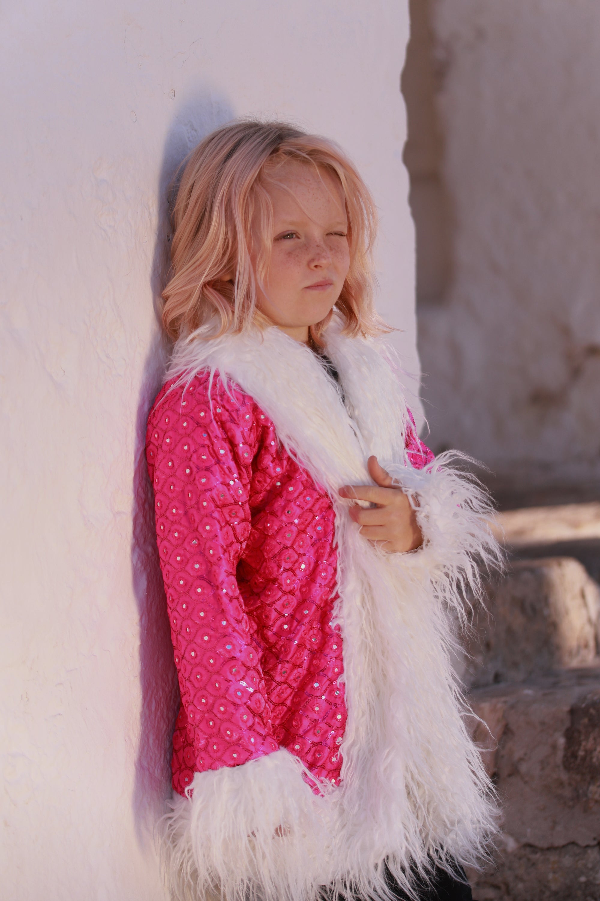 Kids Afgahn Penny Lane coat - Hot Pink