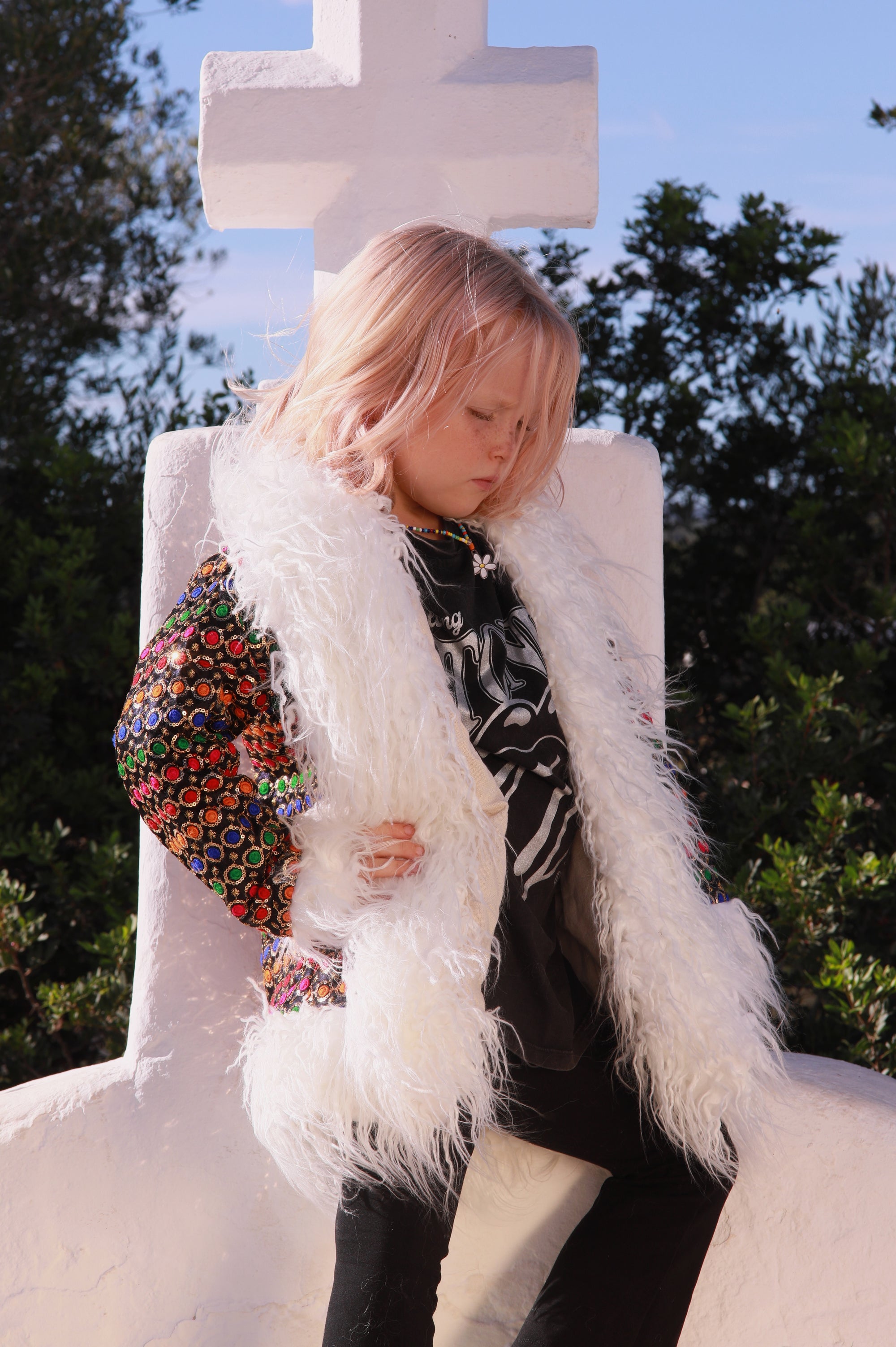 Kids Afgahn Penny Lane coat - Black Rainbow