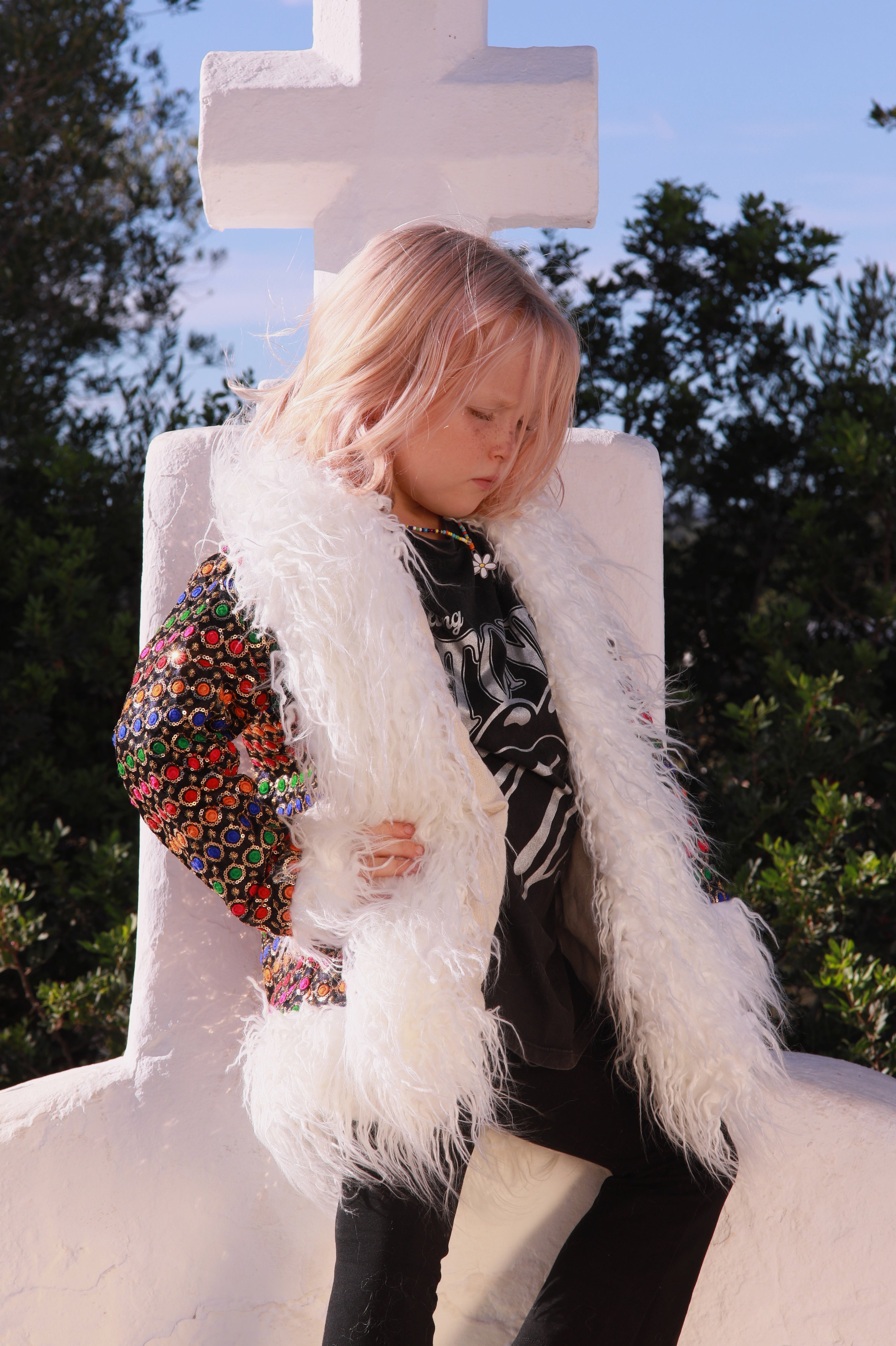 Kids Afgahn Penny Lane coat - Black Rainbow